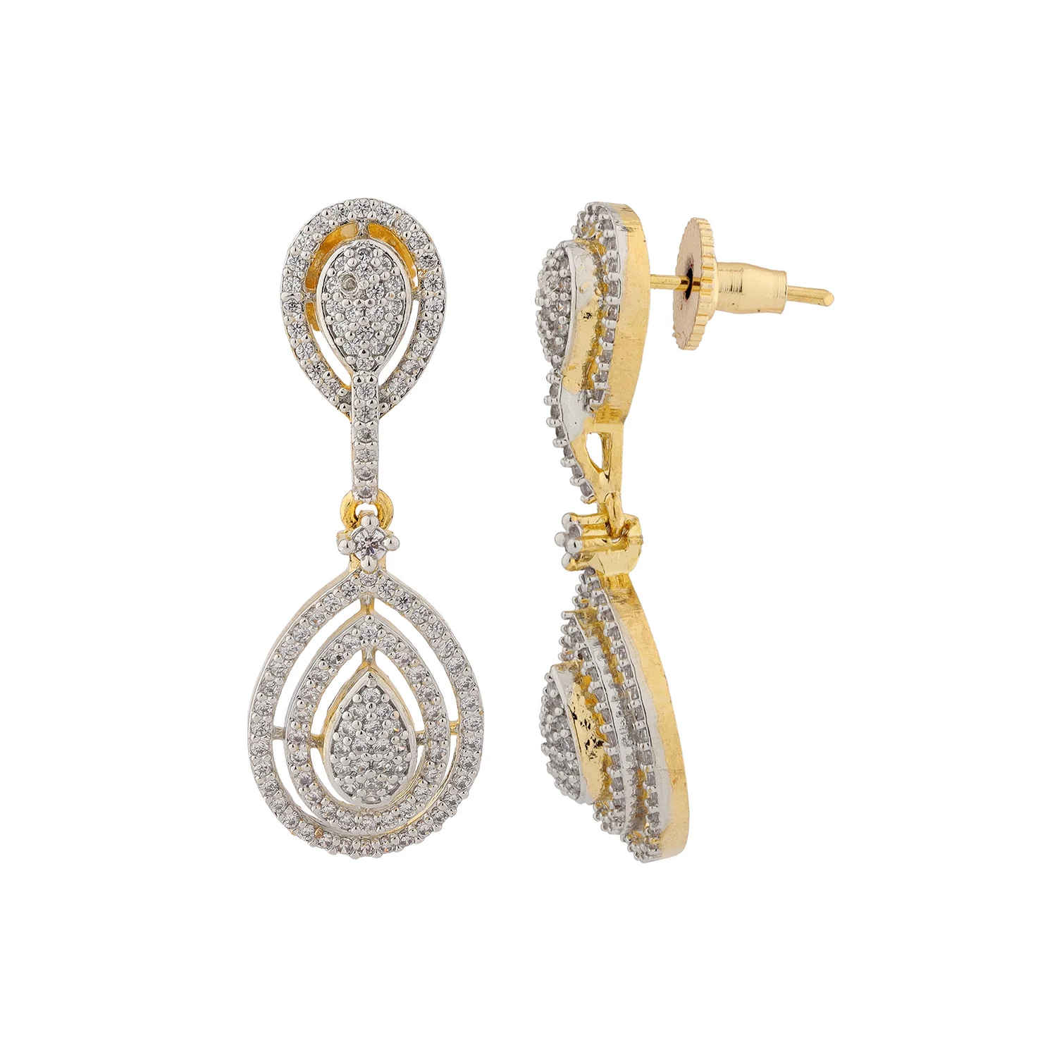 Sparkling Elegance Aurelia Teardrop American Diamond Dangler - Image 3