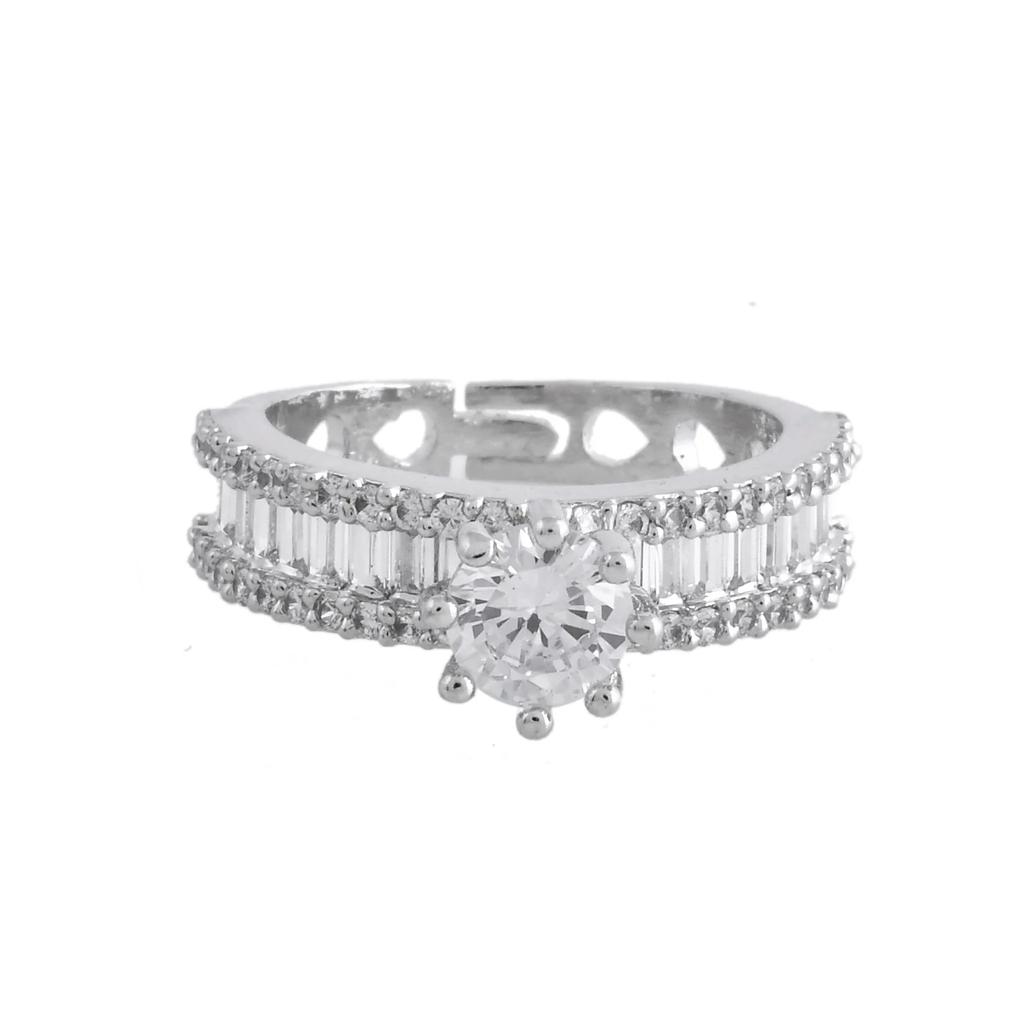 Sparkling Elegance Aurora Solitaire American Diamond Ring - Image 3