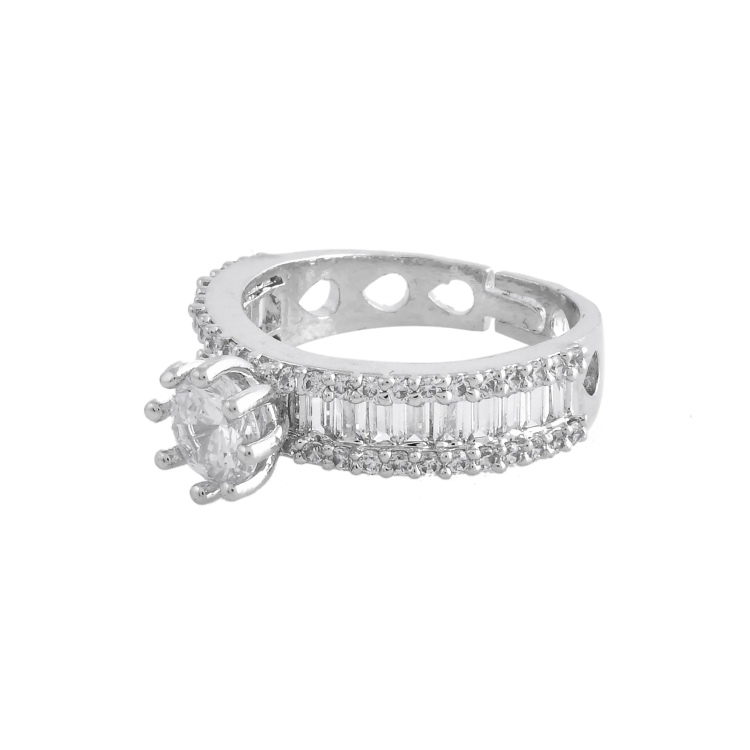 Sparkling Elegance Aurora Solitaire American Diamond Ring - Image 4