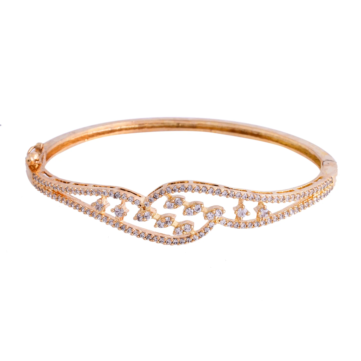 Sparkling Elegance Aurora Twine Gold American Diamond Bracelet - Image 3