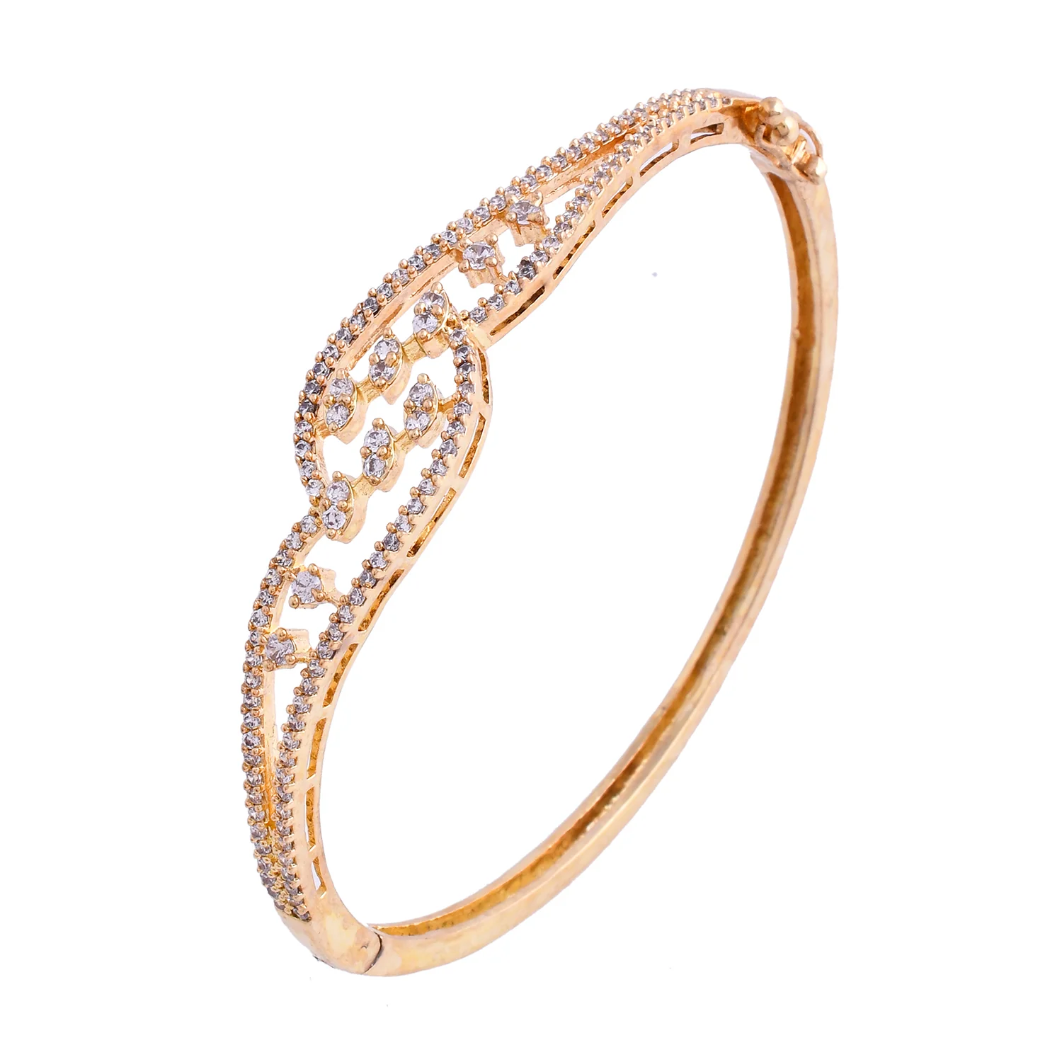 Sparkling Elegance Aurora Twine Gold American Diamond Bracelet - Image 4