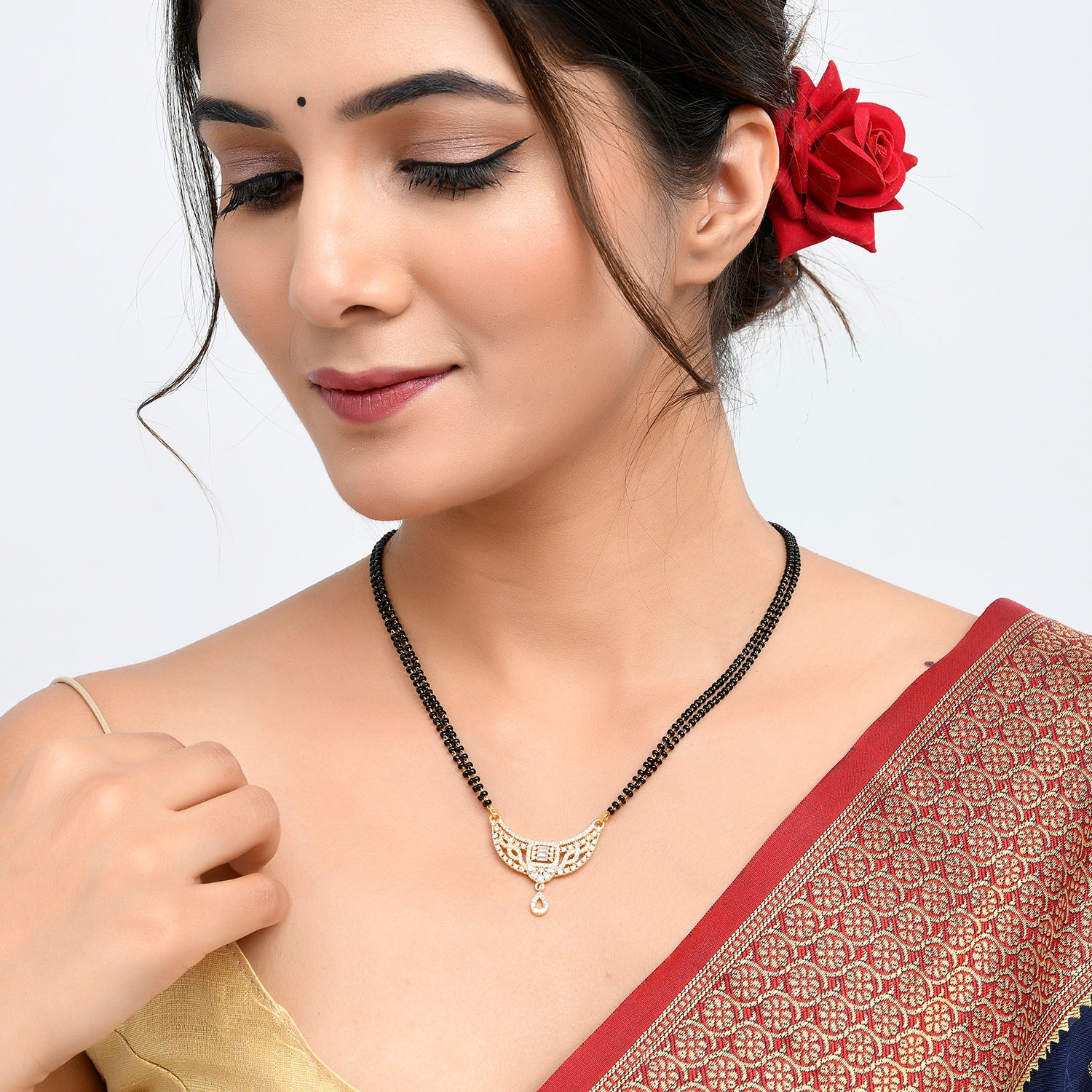 Sparkling Elegance Beaded Cz Mangalsutra - Image 2