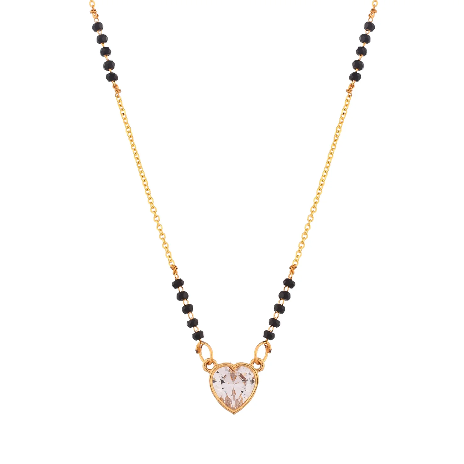 Sparkling Elegance Beaded Heart Zirconia Gems Mangalsutra - Image 3