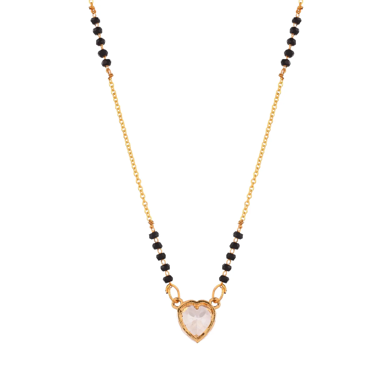 Sparkling Elegance Beaded Heart Zirconia Gems Mangalsutra - Image 5