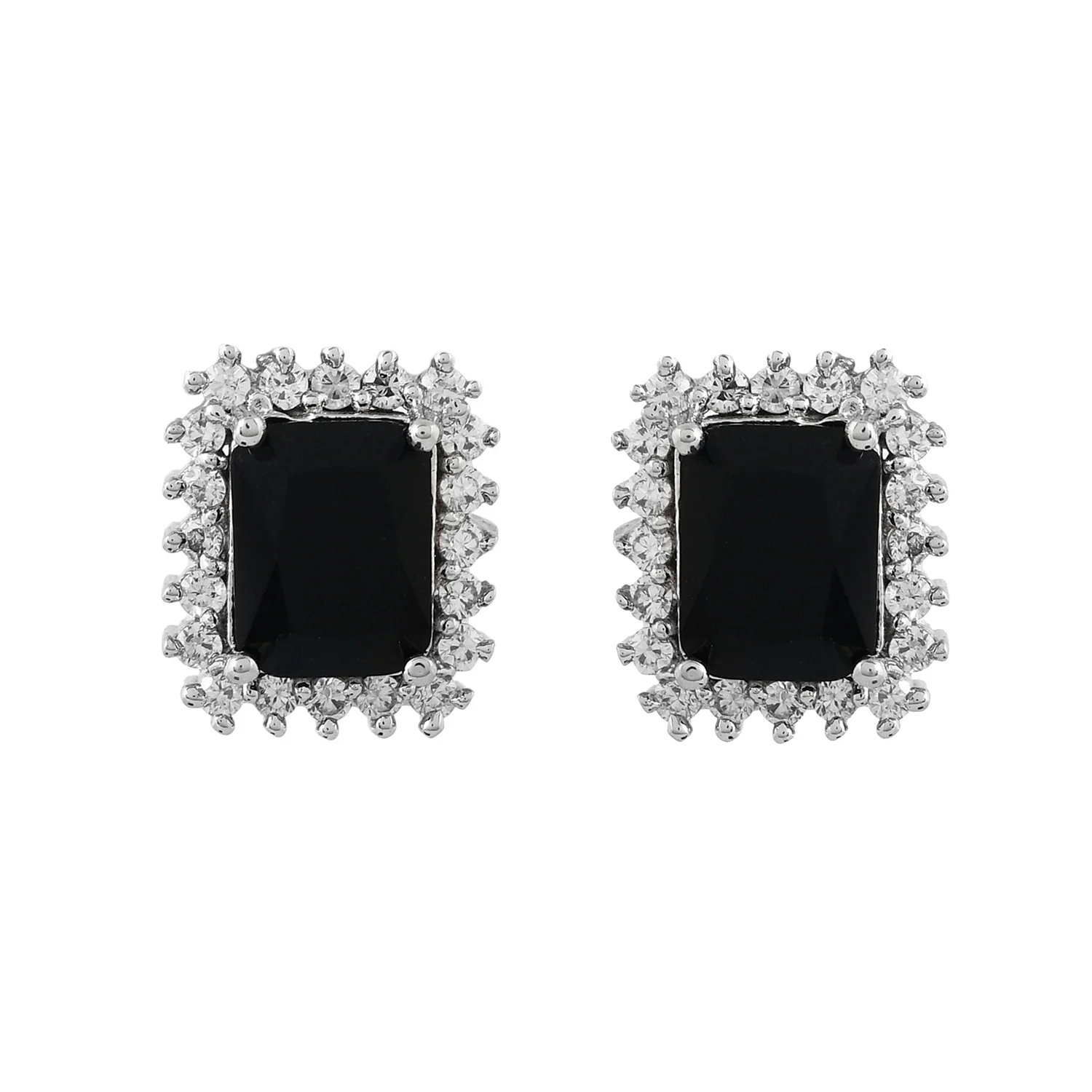 Sparkling Elegance Black American Diamond Studs Earrings - Image 4