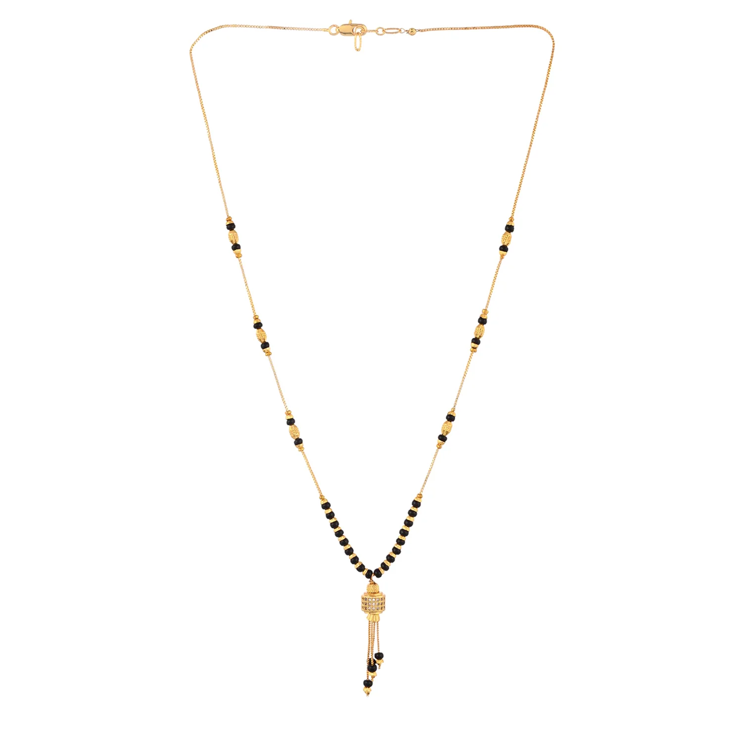 Sparkling Elegance Black Beads Gold-Plated Cz Mangalsutra - Image 4