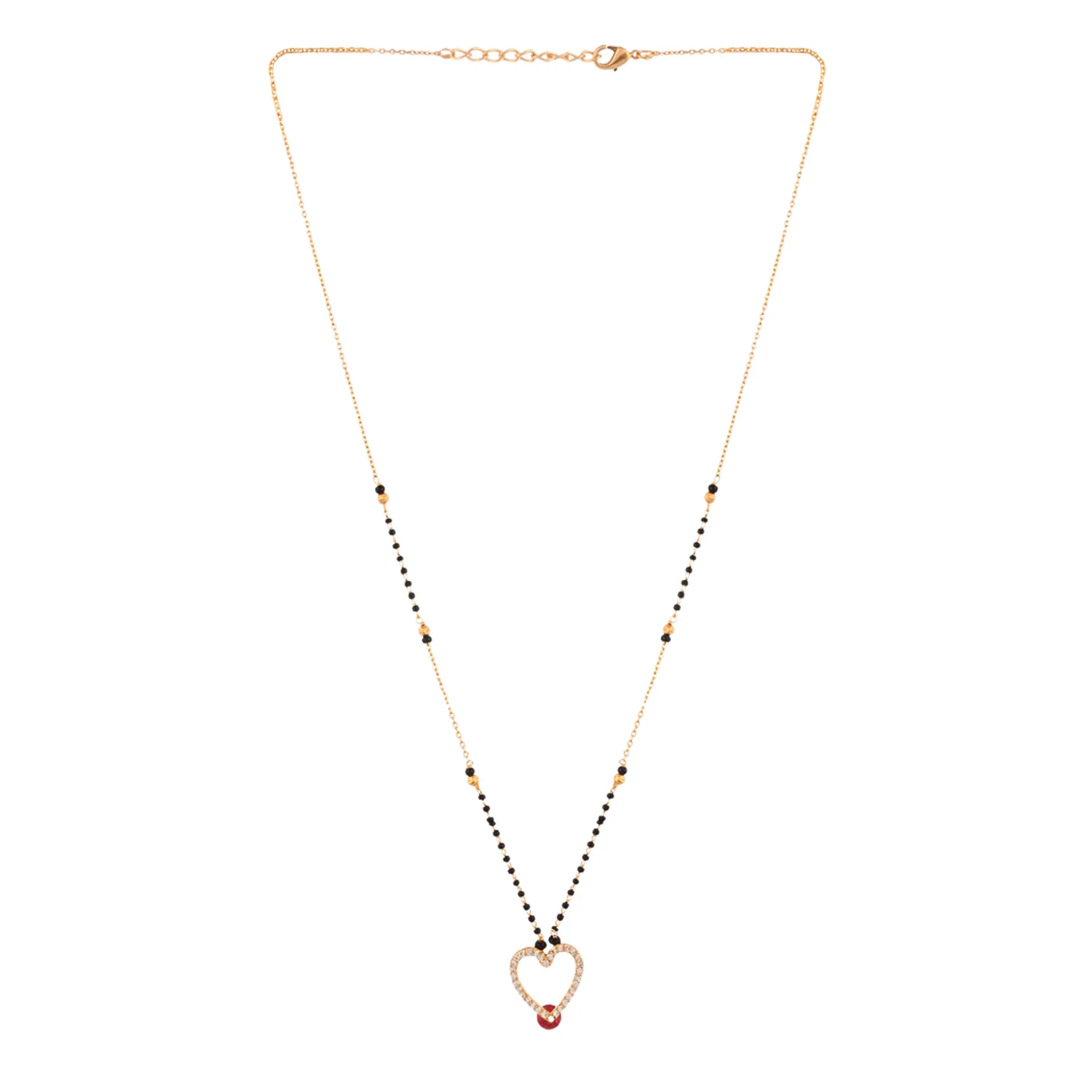 Sparkling Elegance Black Beads Heart Zirconia Gems Mangalsutra - Image 4