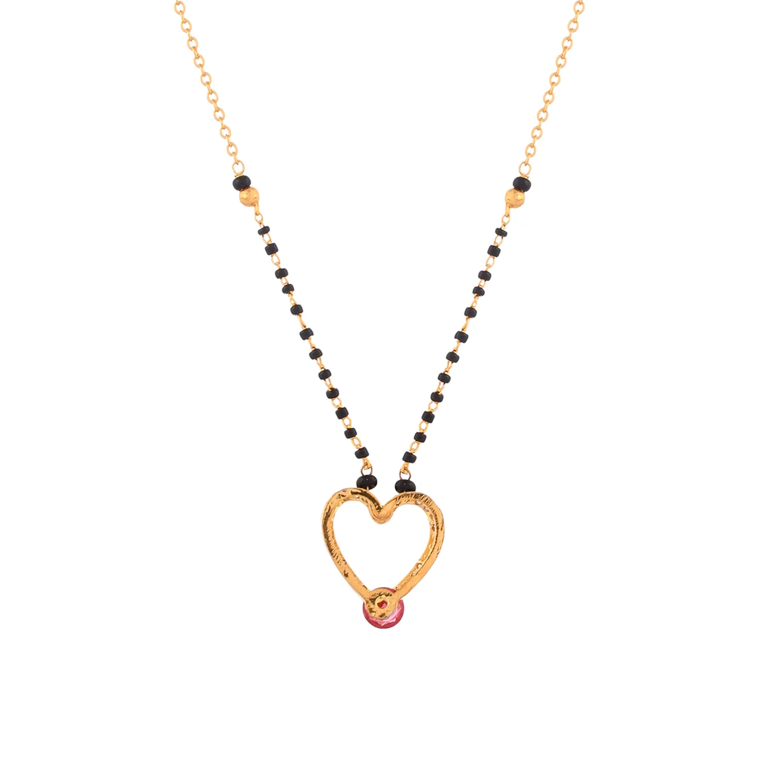 Sparkling Elegance Black Beads Heart Zirconia Gems Mangalsutra - Image 5