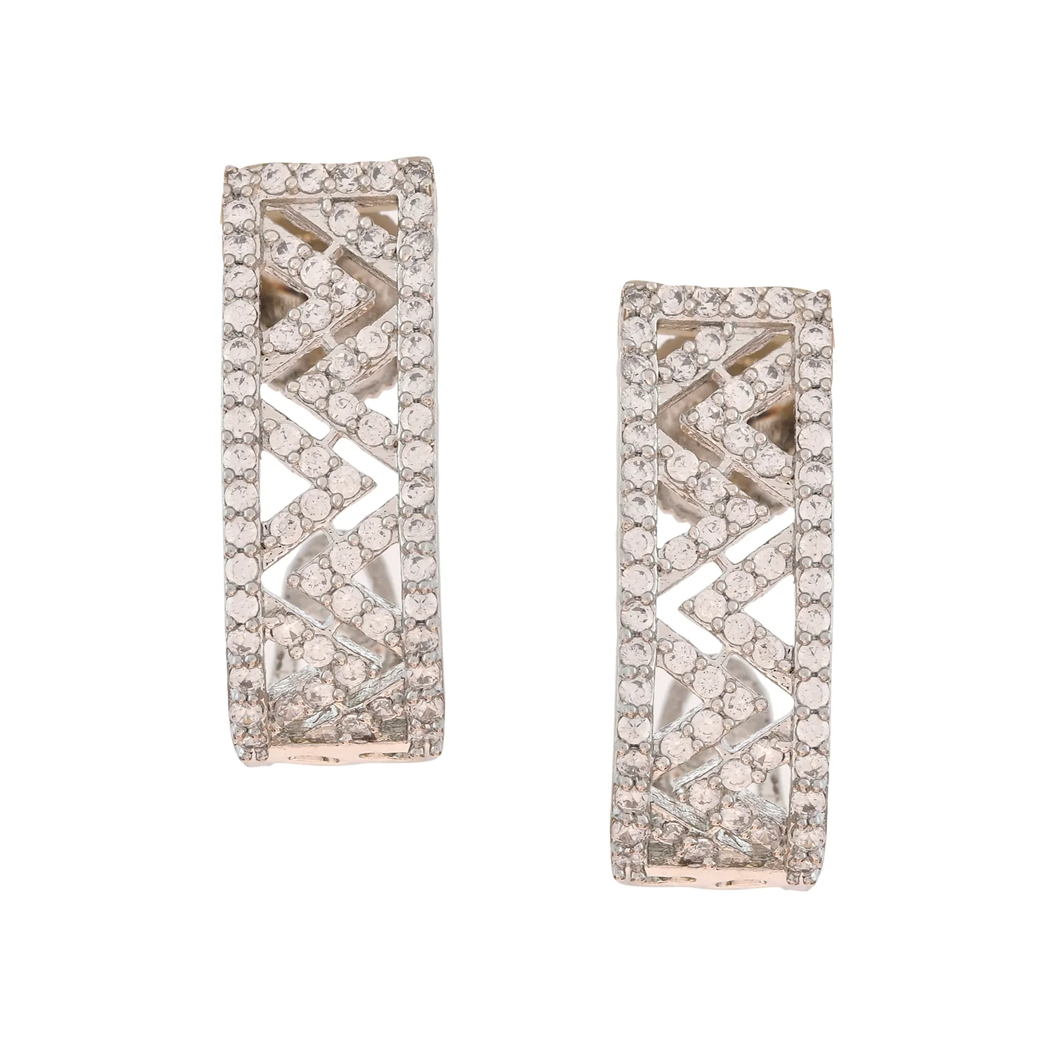 Sparkling Elegance Bling Fling Silver American Diamond Stud Earrings - Image 4