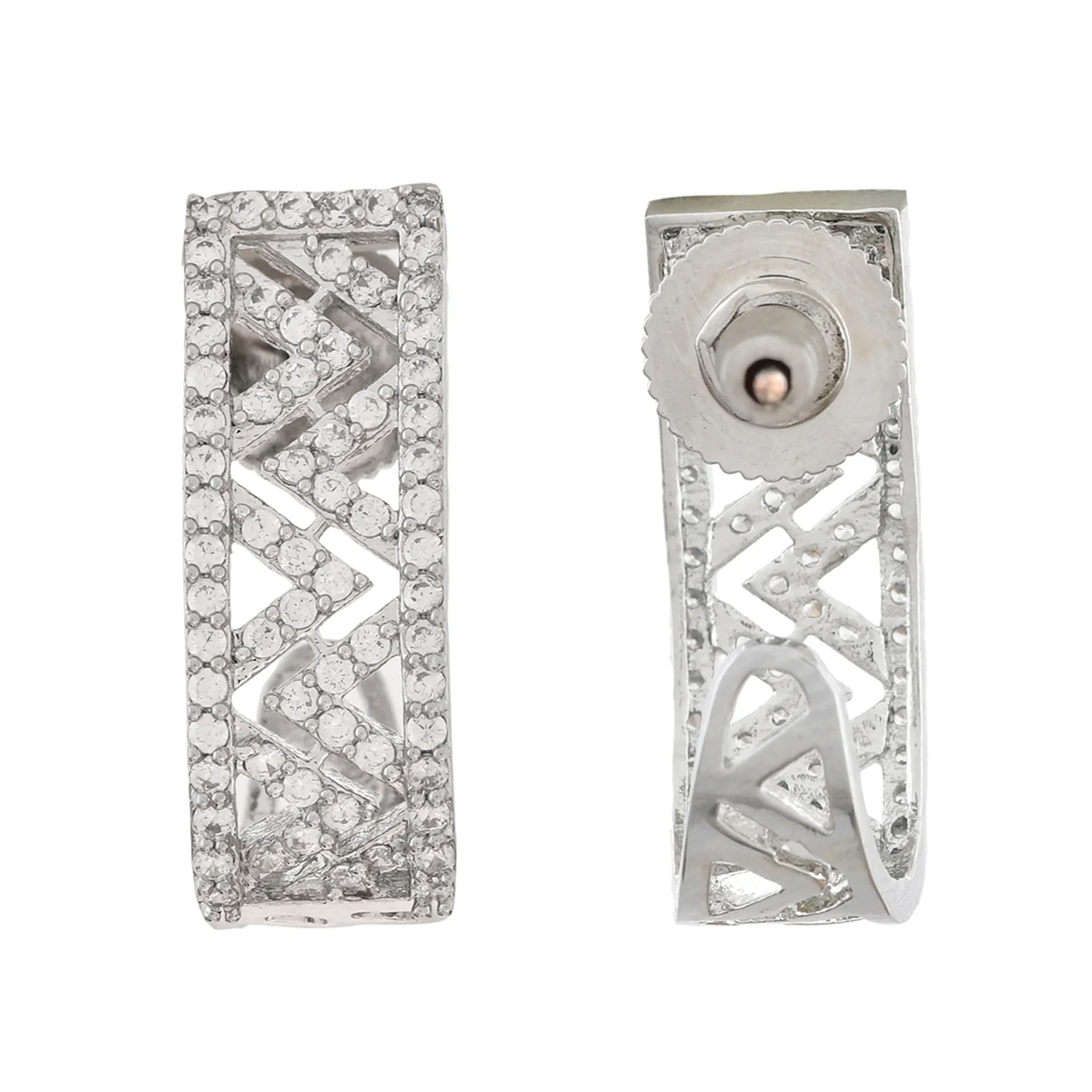 Sparkling Elegance Bling Fling Silver American Diamond Stud Earrings - Image 5