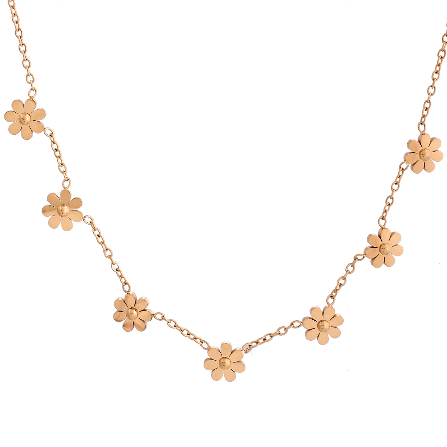 Sparkling Elegance Blossom Charm Gold Necklace - Image 3