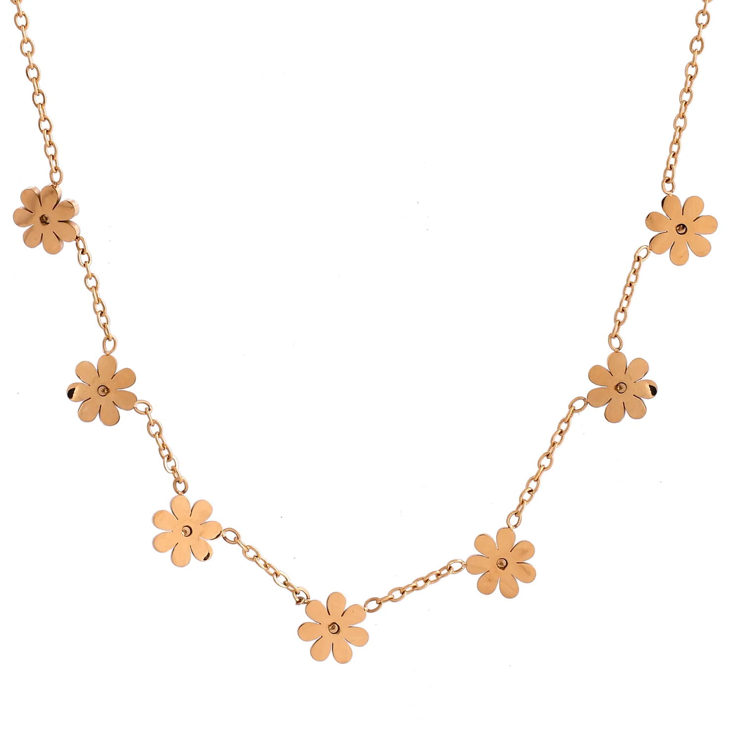 Sparkling Elegance Blossom Charm Gold Necklace - Image 5