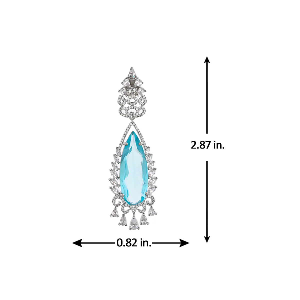 Sparkling Elegance Blue Tear Drop Design Statement Earrings - Image 6