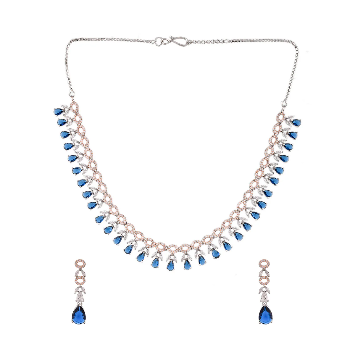 Sparkling Elegance Blue Teardrop Cut CZ Jewellery Set - Image 4