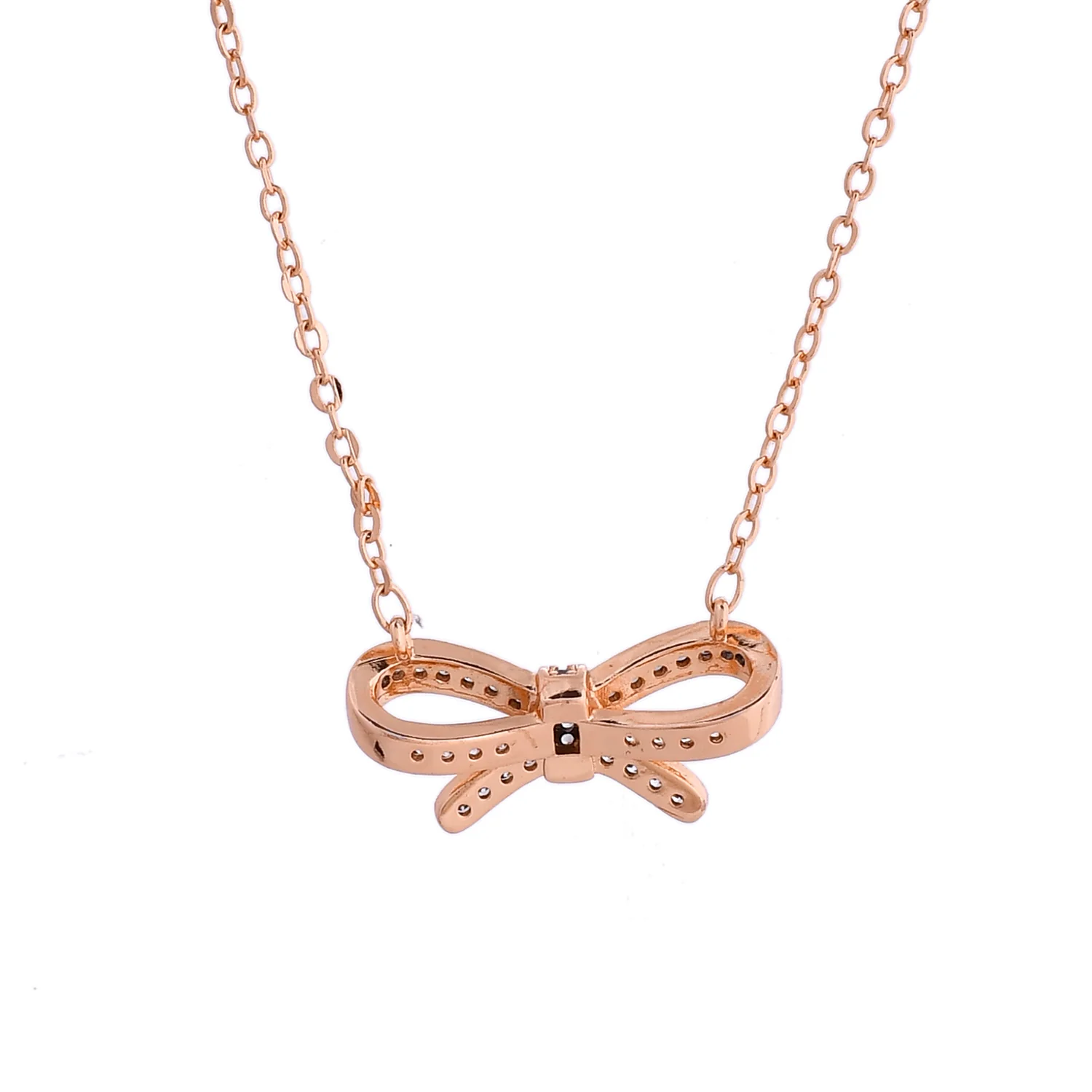 Sparkling Elegance Bow-tiful Charm Gold Necklace - Image 5