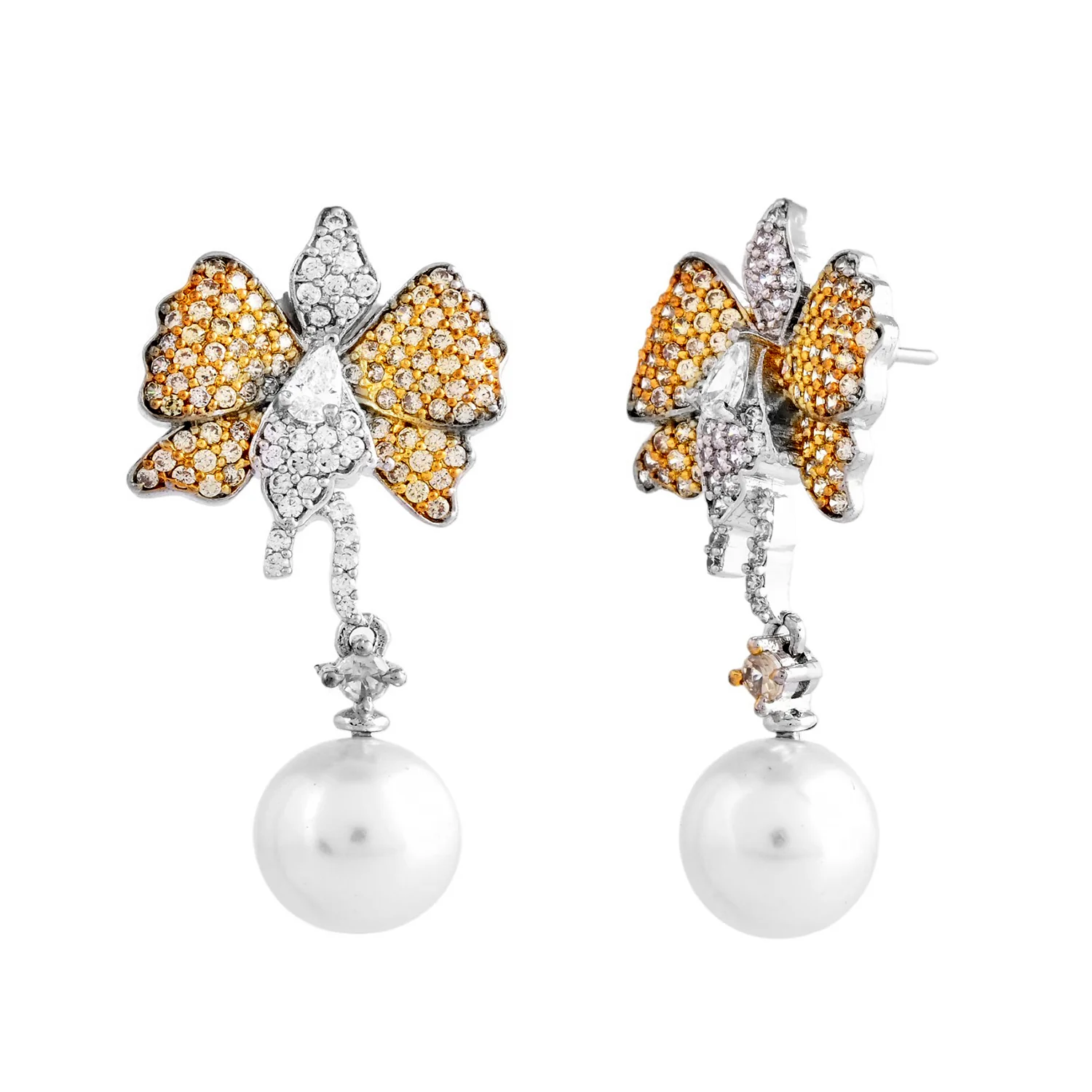 Sparkling Elegance Butterfly Dreams American Diamond Drop Earrings - Image 3