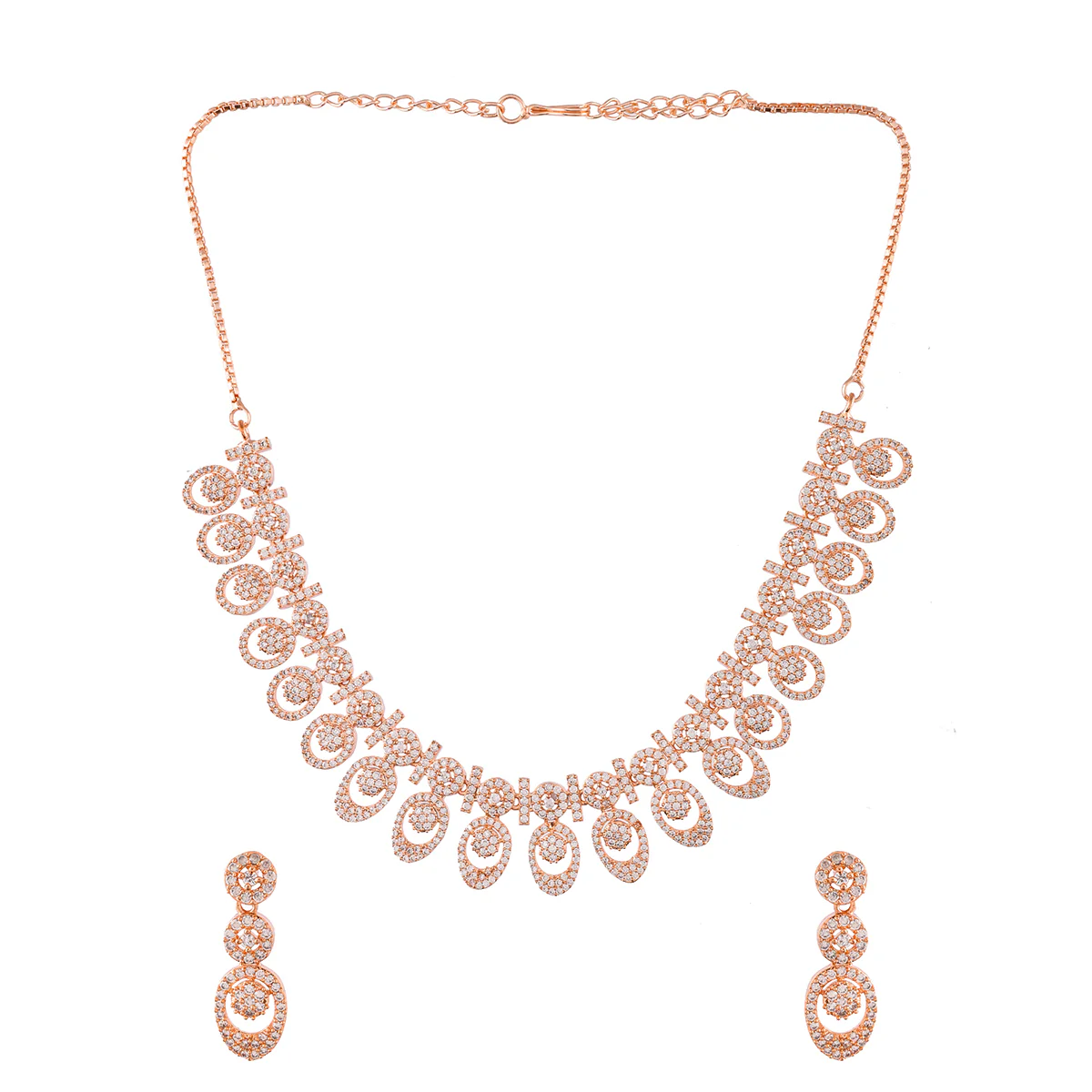Sparkling Elegance Casual Rose Gold Plated CZ Jewellery Set - Image 4