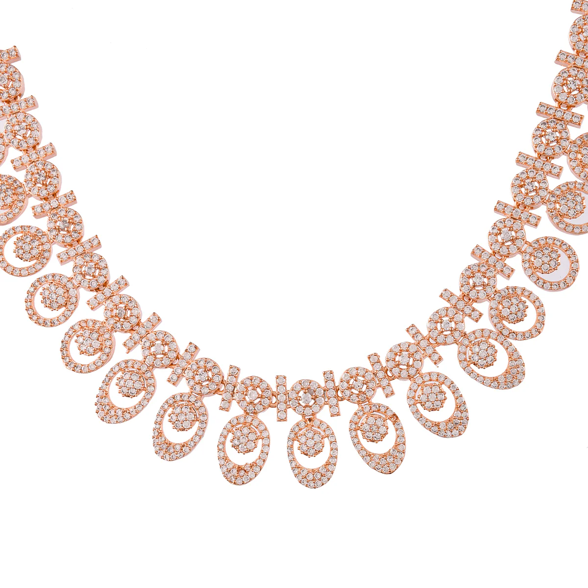Sparkling Elegance Casual Rose Gold Plated CZ Jewellery Set - Image 5