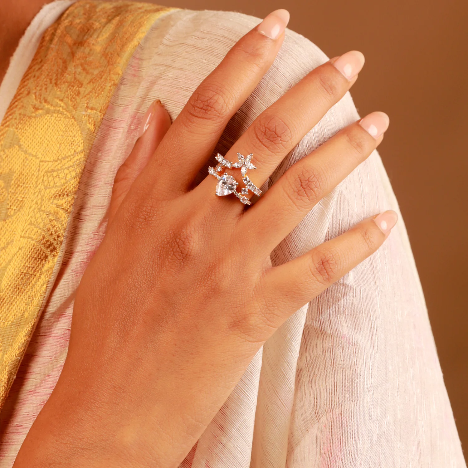 Sparkling Elegance Celeste Bloom CZ Adjustable Ring - Image 2