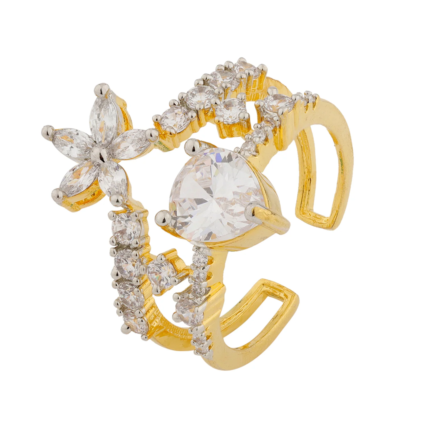 Sparkling Elegance Celeste Bloom CZ Adjustable Ring - Image 3