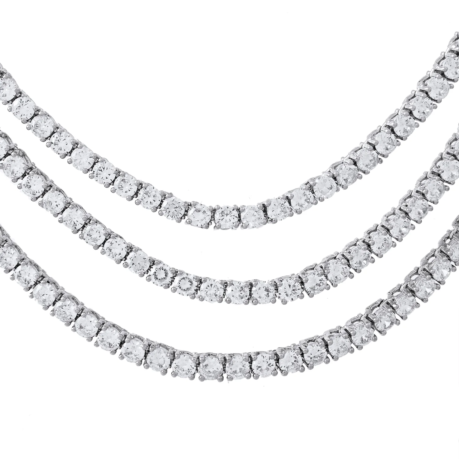 Sparkling Elegance Celestia Gleam Layered American Diamond Necklace Set - Image 5