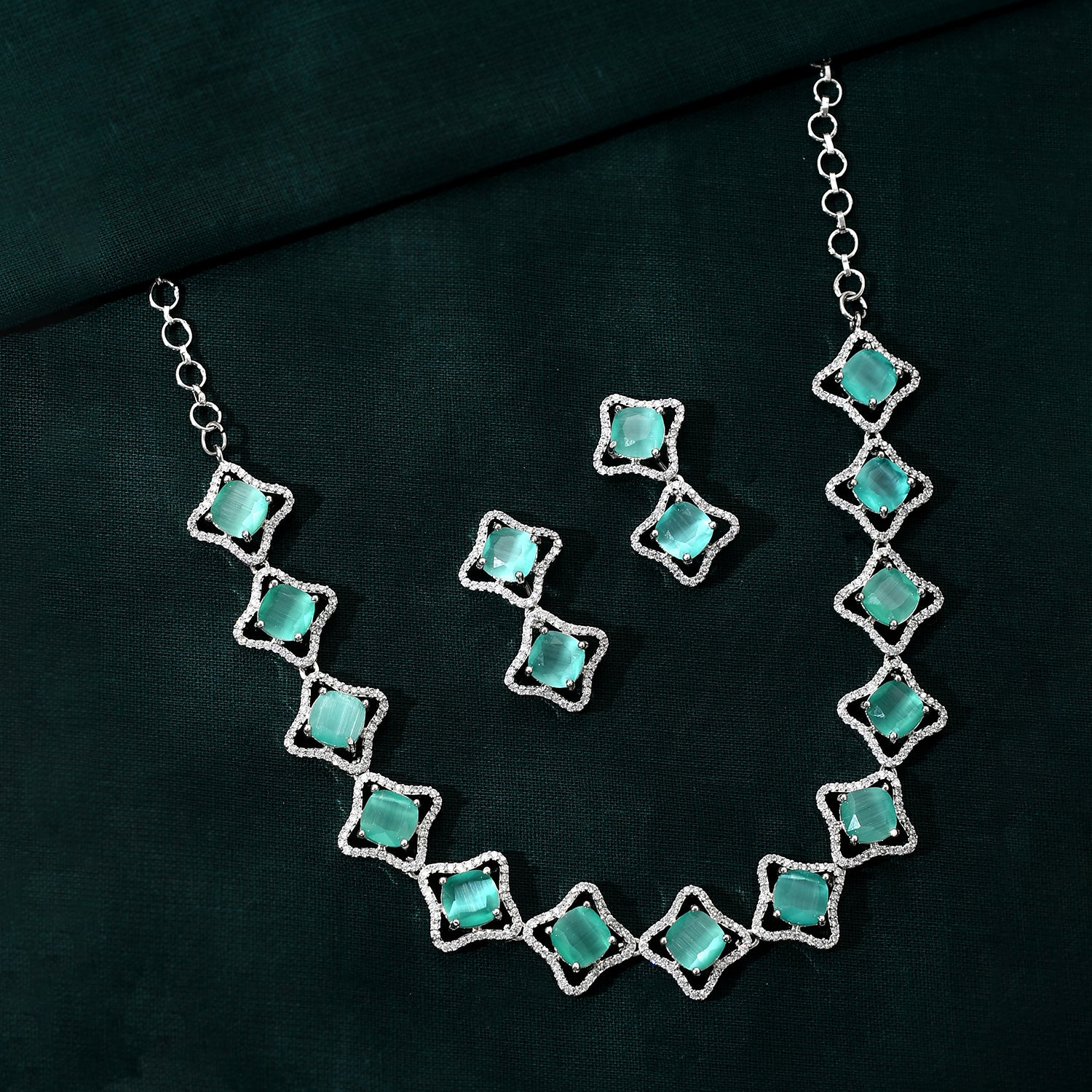 Sparkling Elegance Celestial Beauty American Diamond Necklace Set
