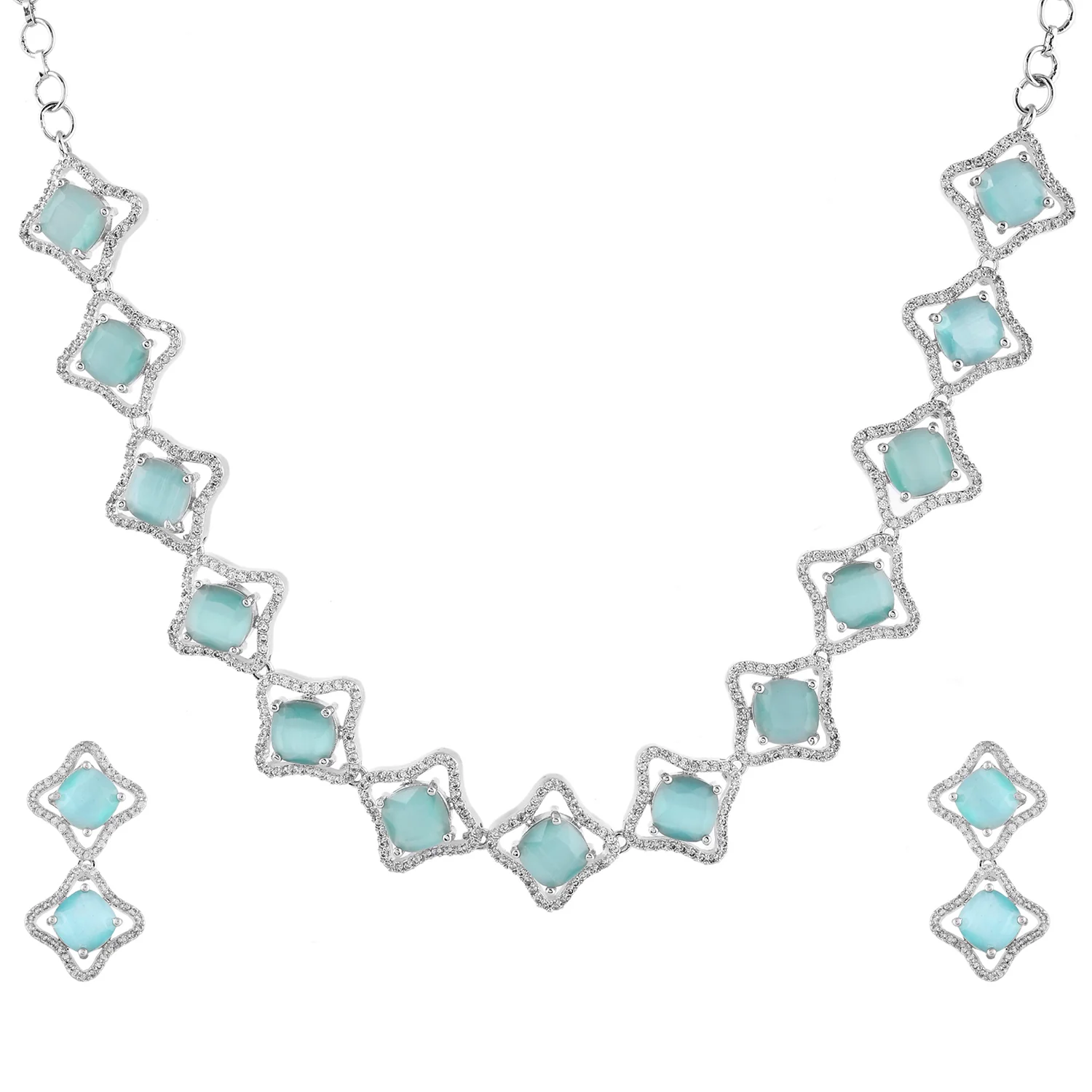 Sparkling Elegance Celestial Beauty American Diamond Necklace Set - Image 3
