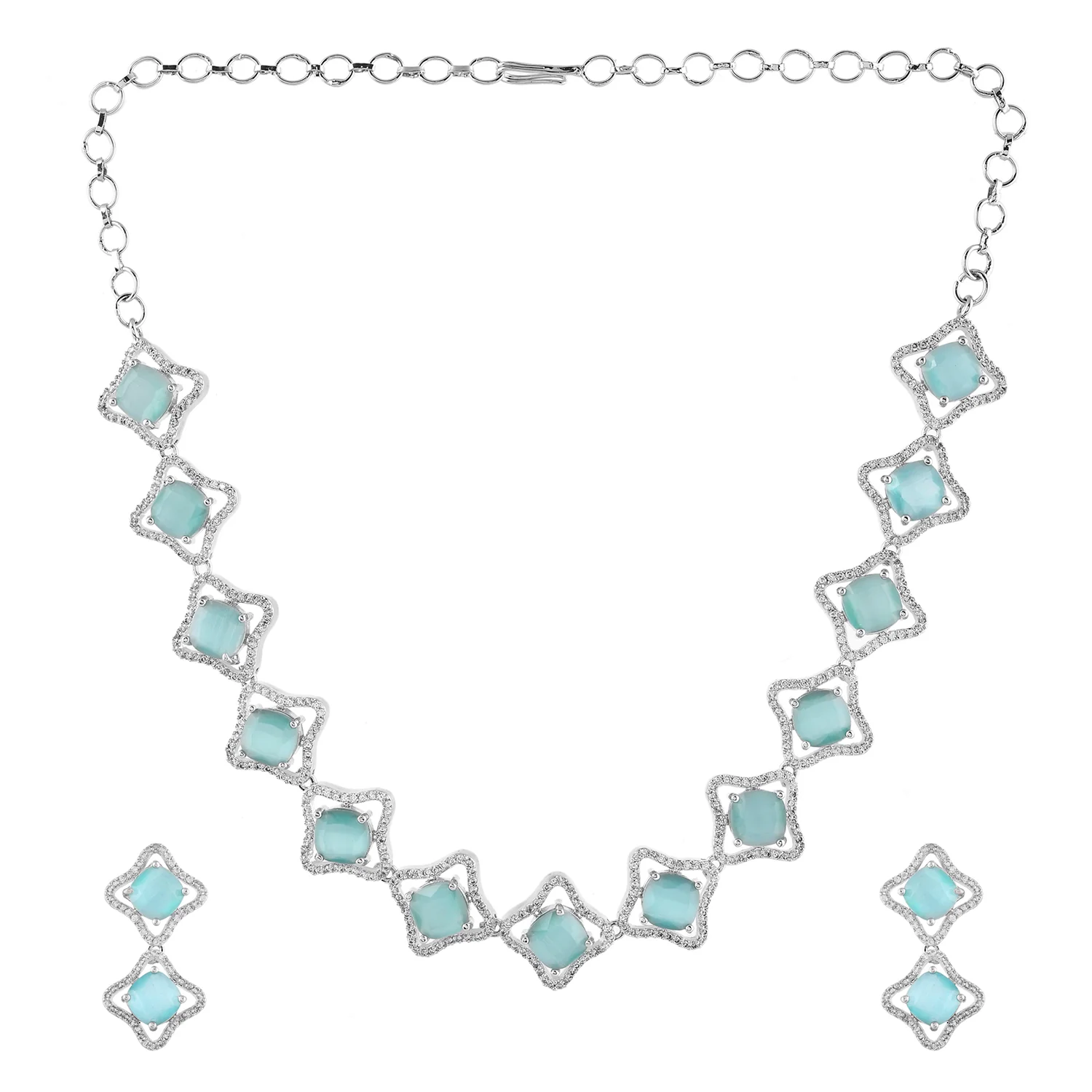 Sparkling Elegance Celestial Beauty American Diamond Necklace Set - Image 4