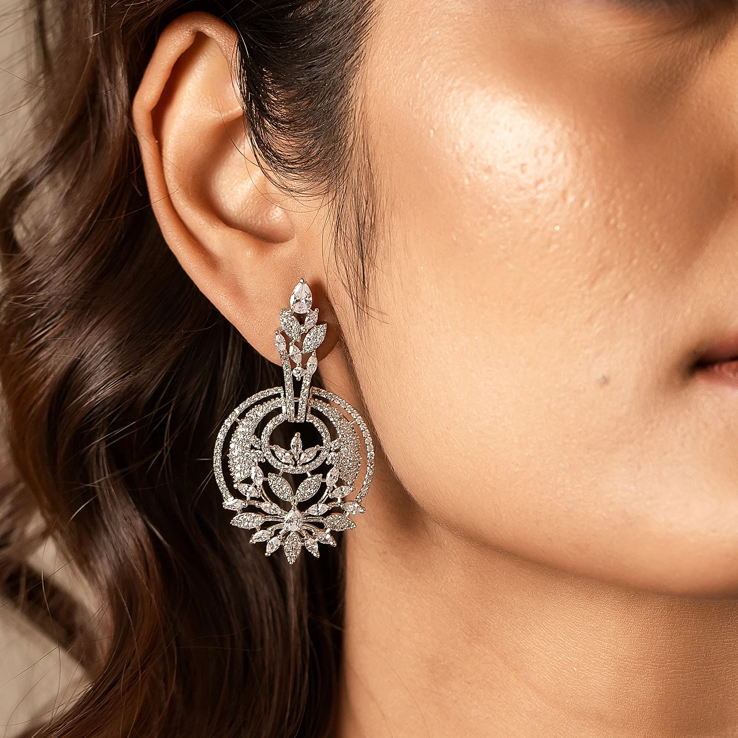 Sparkling Elegance Celestial Charm Chandbali Earrings - Image 2