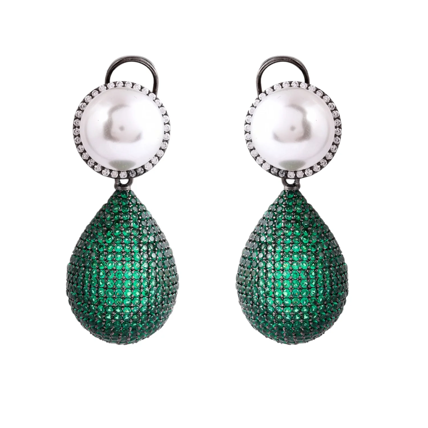 Sparkling Elegance Celestial Charms American Diamond Green Dangler Earrings - Image 4