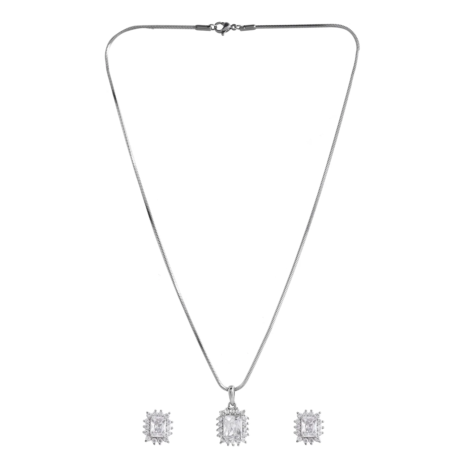Sparkling Elegance Celestial Crystal American Diamond Pendant Set - Image 4