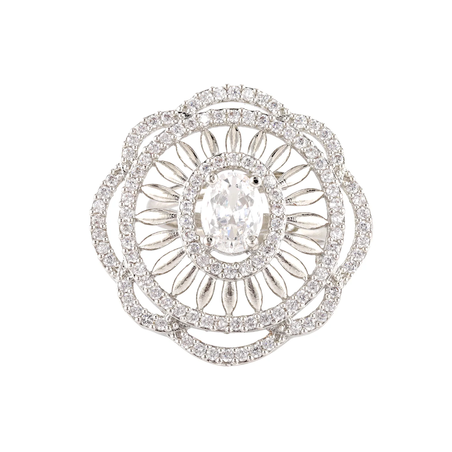 Sparkling Elegance Celestial Dome American Diamond Ring - Image 3