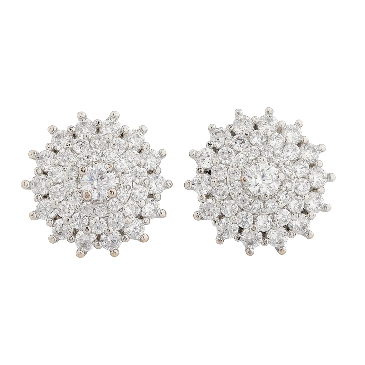 Sparkling Elegance Celestial Swirl American Diamond Studs Earrings - Image 4