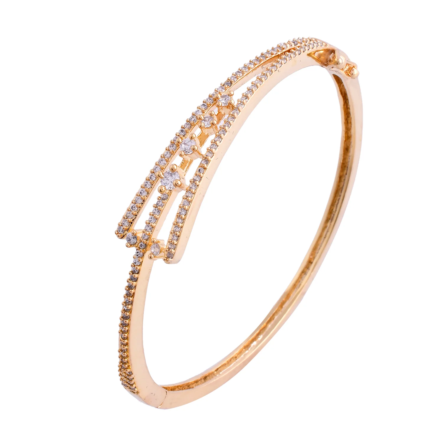 Sparkling Elegance Celestial Vines Gold American Diamond Bracelet - Image 3