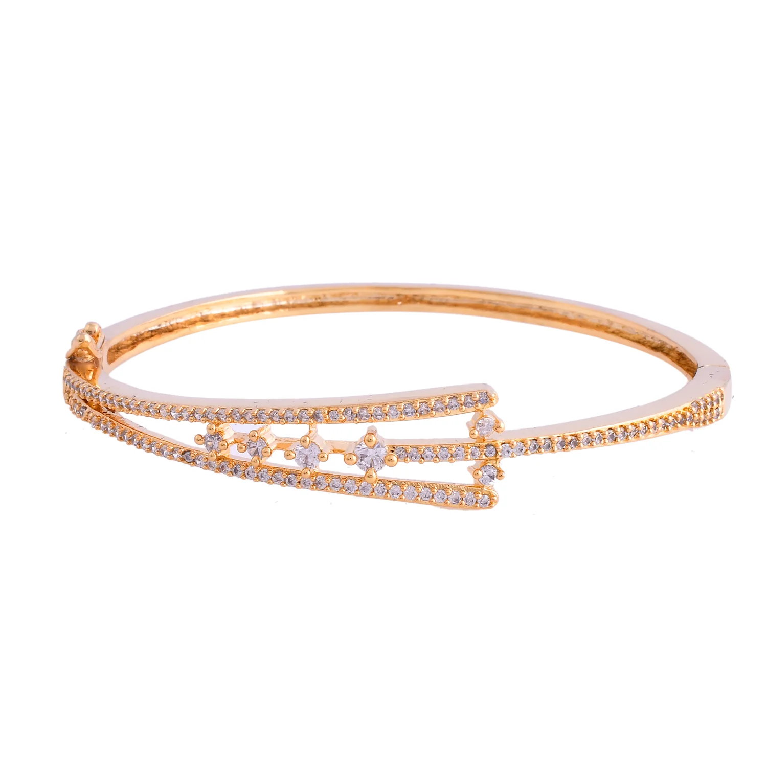 Sparkling Elegance Celestial Vines Gold American Diamond Bracelet - Image 4
