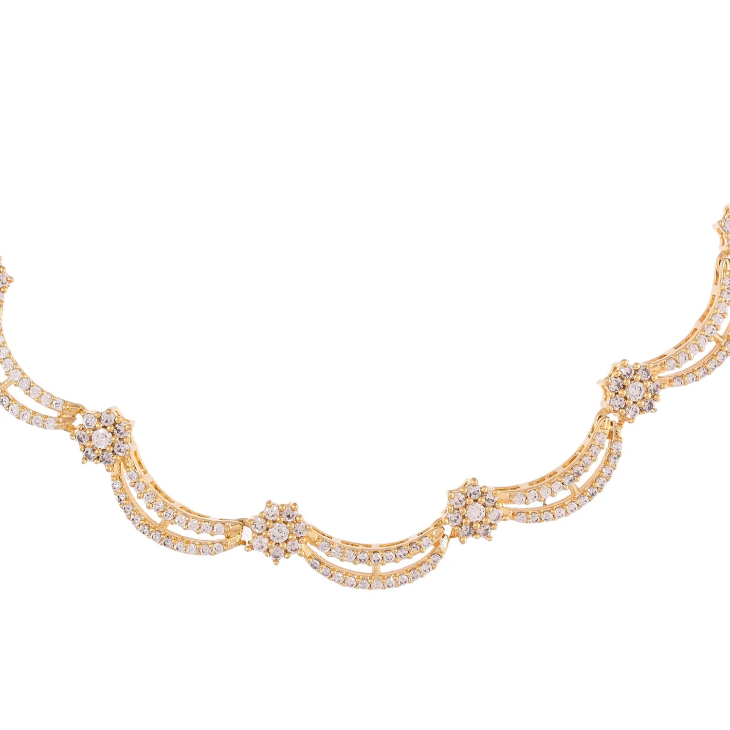 Sparkling Elegance Chic Gold-Plated American Diamond Necklace Set - Image 6