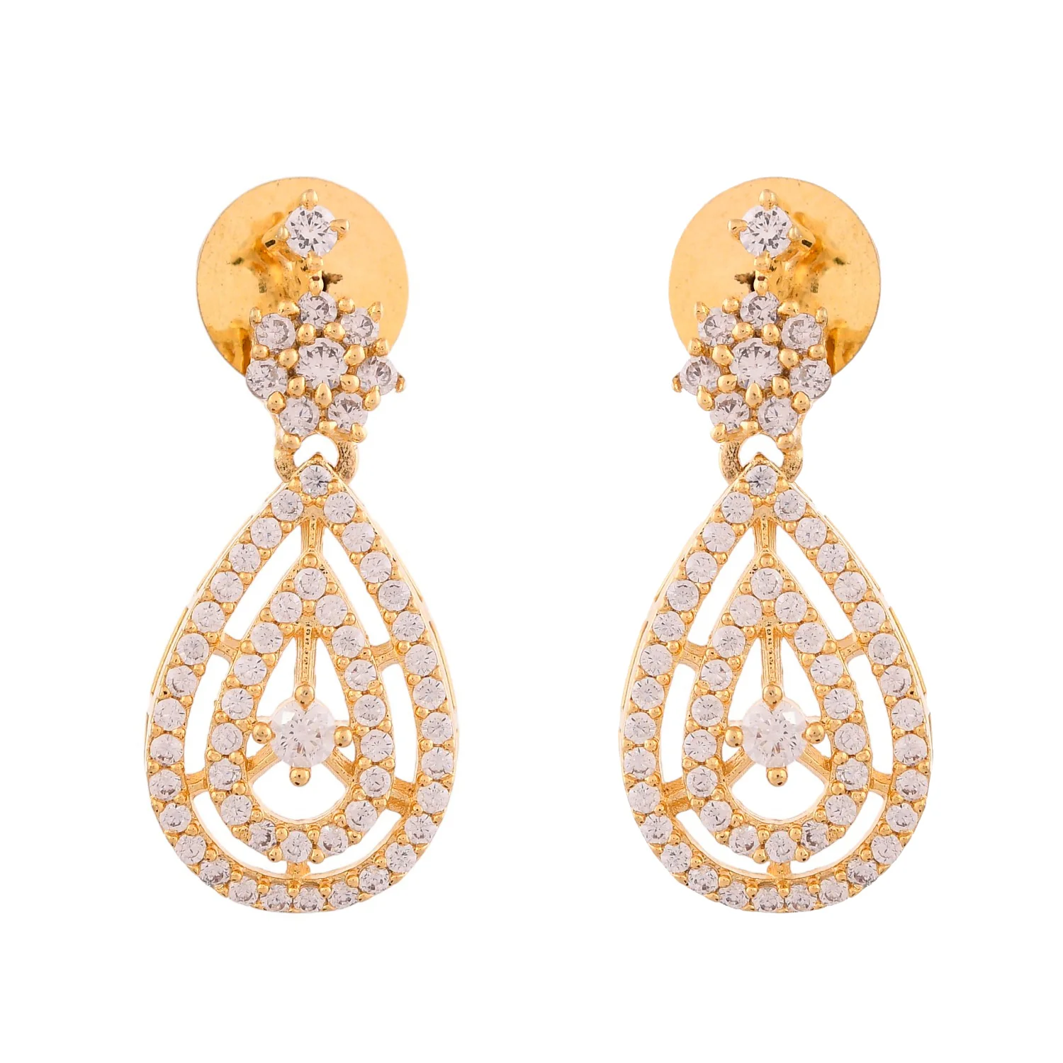 Sparkling Elegance Chic Gold-Plated American Diamond Necklace Set - Image 7