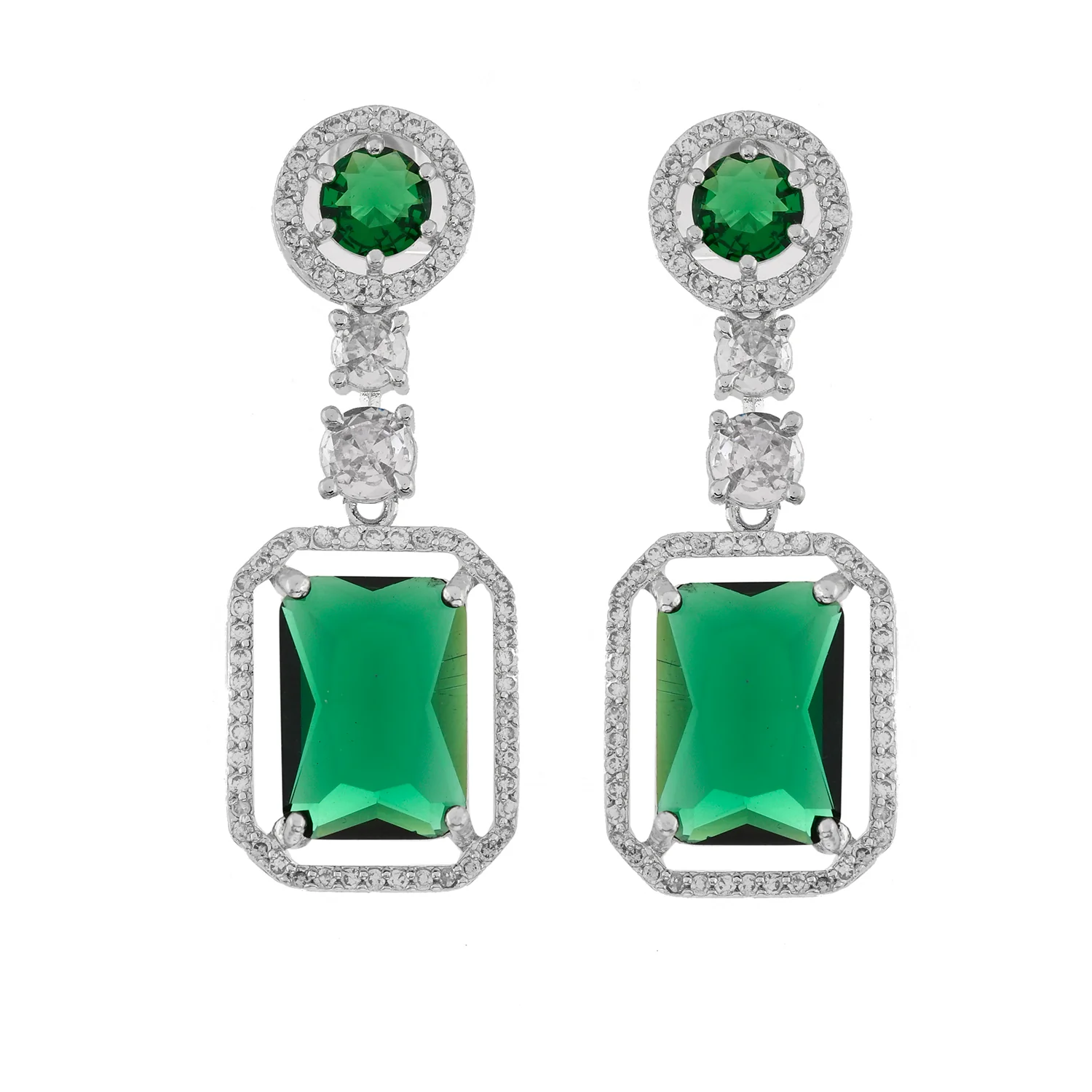 Sparkling Elegance Classic Charm Green American Diamond Necklace Set - Image 6