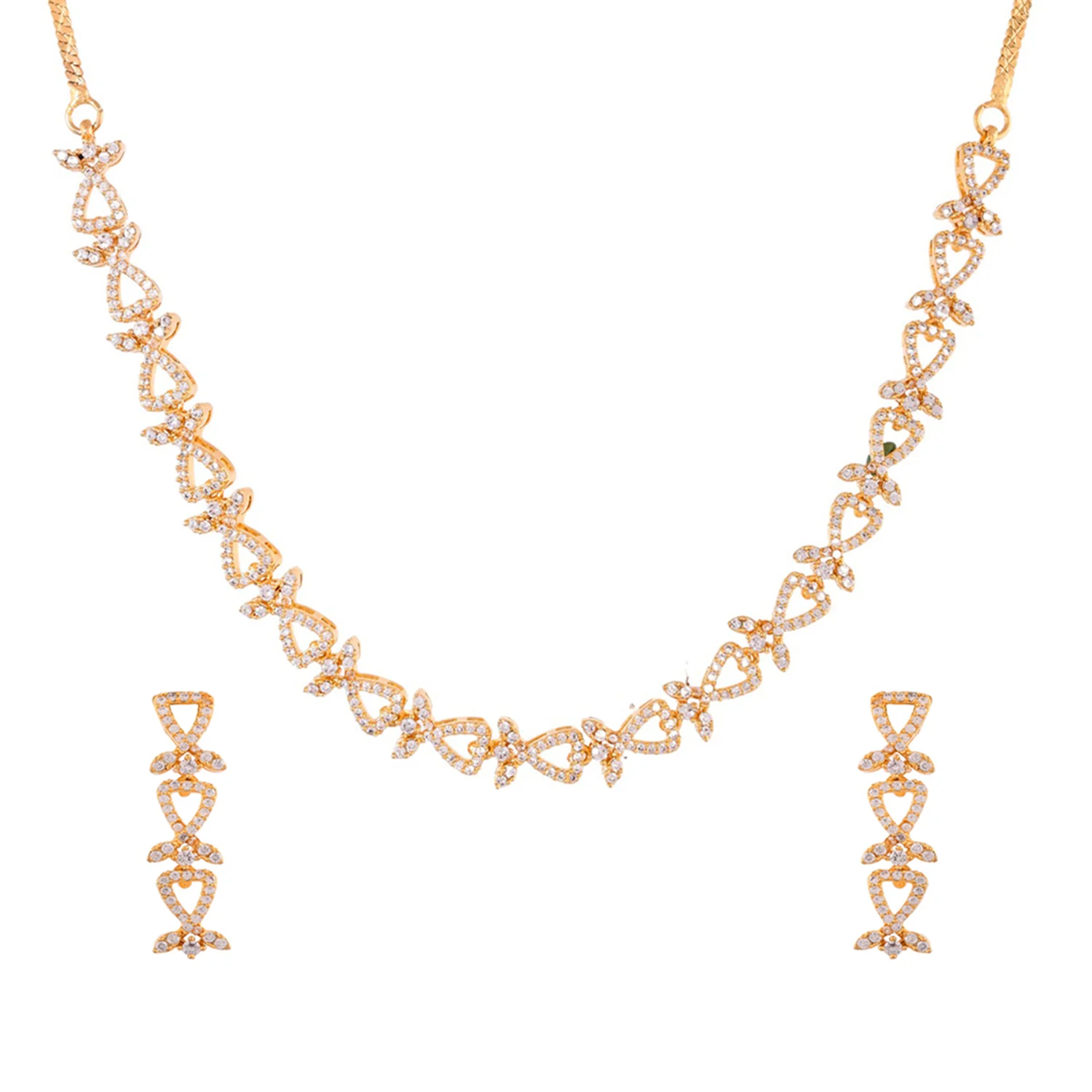 Sparkling Elegance Classic Gold-Plated American Diamond Necklace Set - Image 3