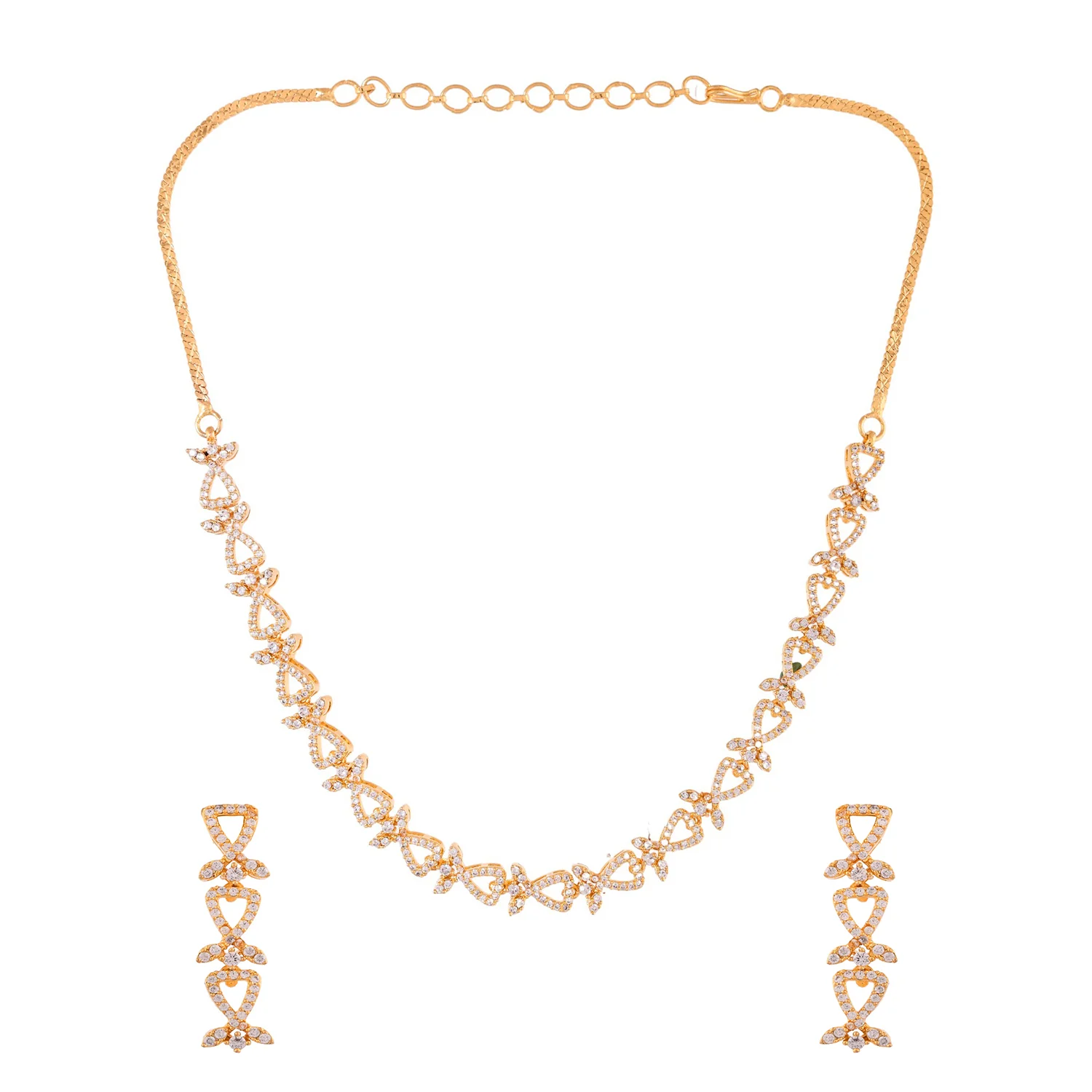 Sparkling Elegance Classic Gold-Plated American Diamond Necklace Set - Image 4