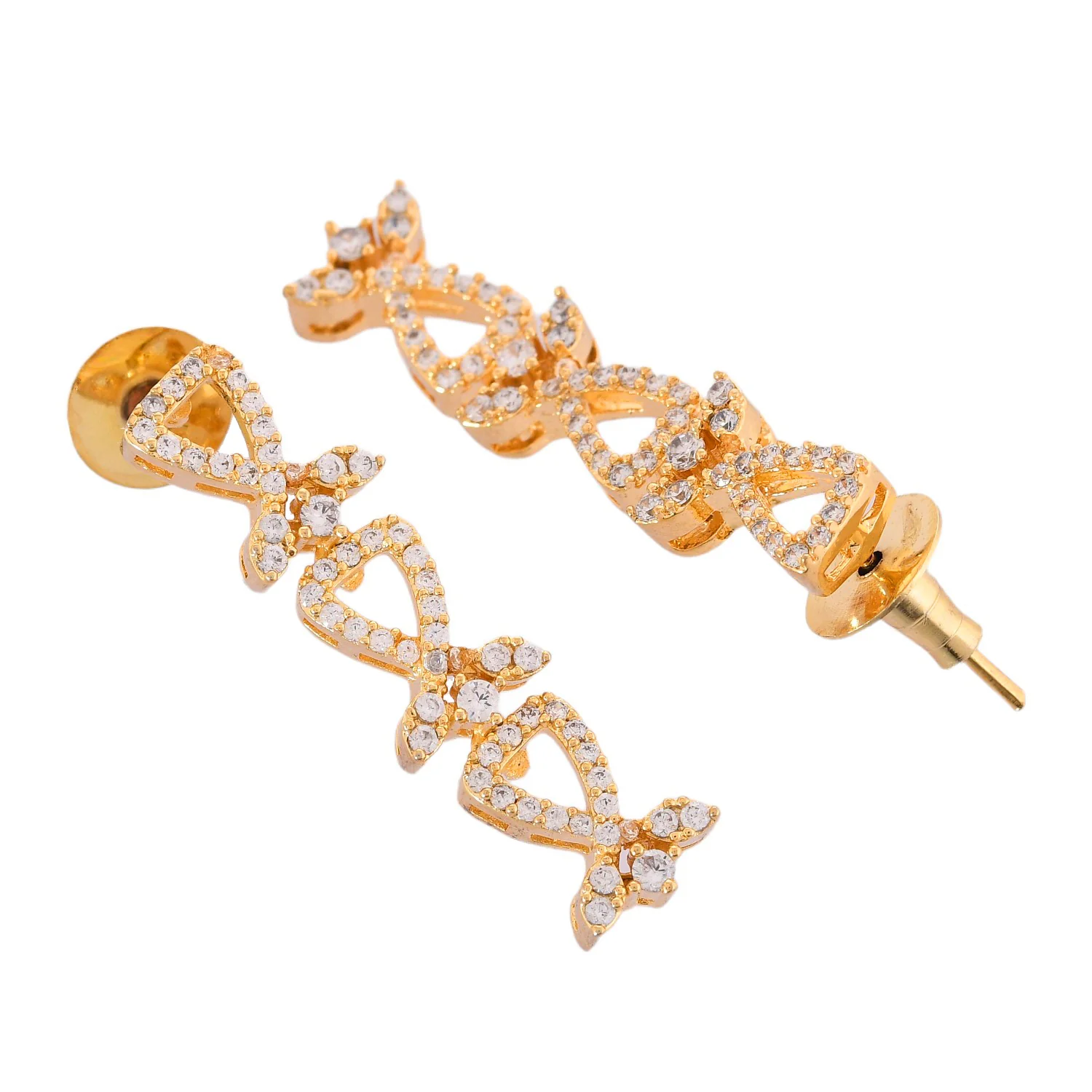 Sparkling Elegance Classic Gold-Plated American Diamond Necklace Set - Image 7
