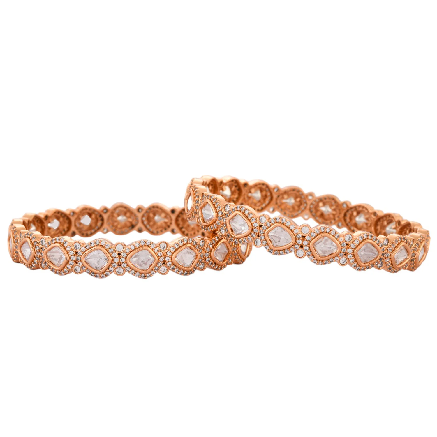 Sparkling Elegance Classic Kundan American Diamond Bangles - Image 4