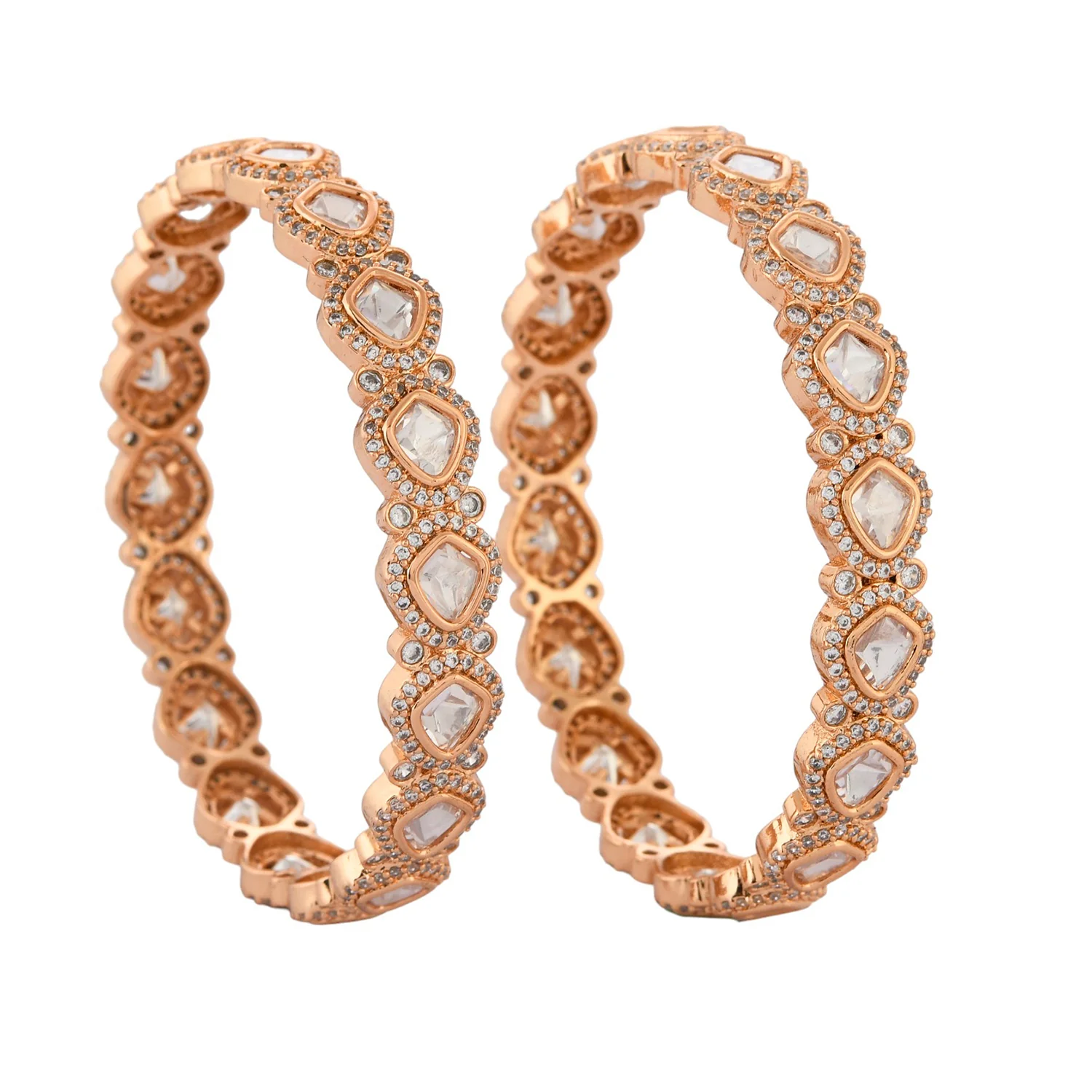 Sparkling Elegance Classic Kundan American Diamond Bangles - Image 5