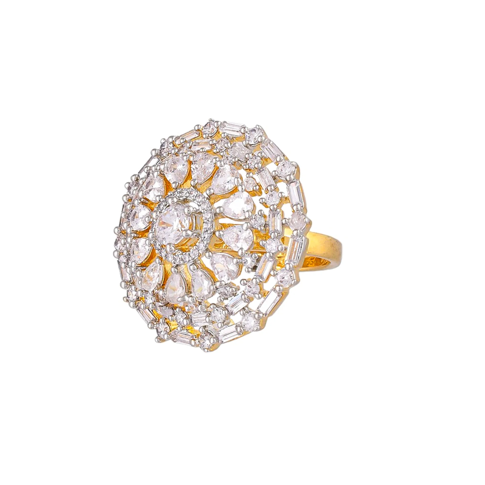 Sparkling Elegance Cluster Setting Cz Cocktail Ring - Image 3