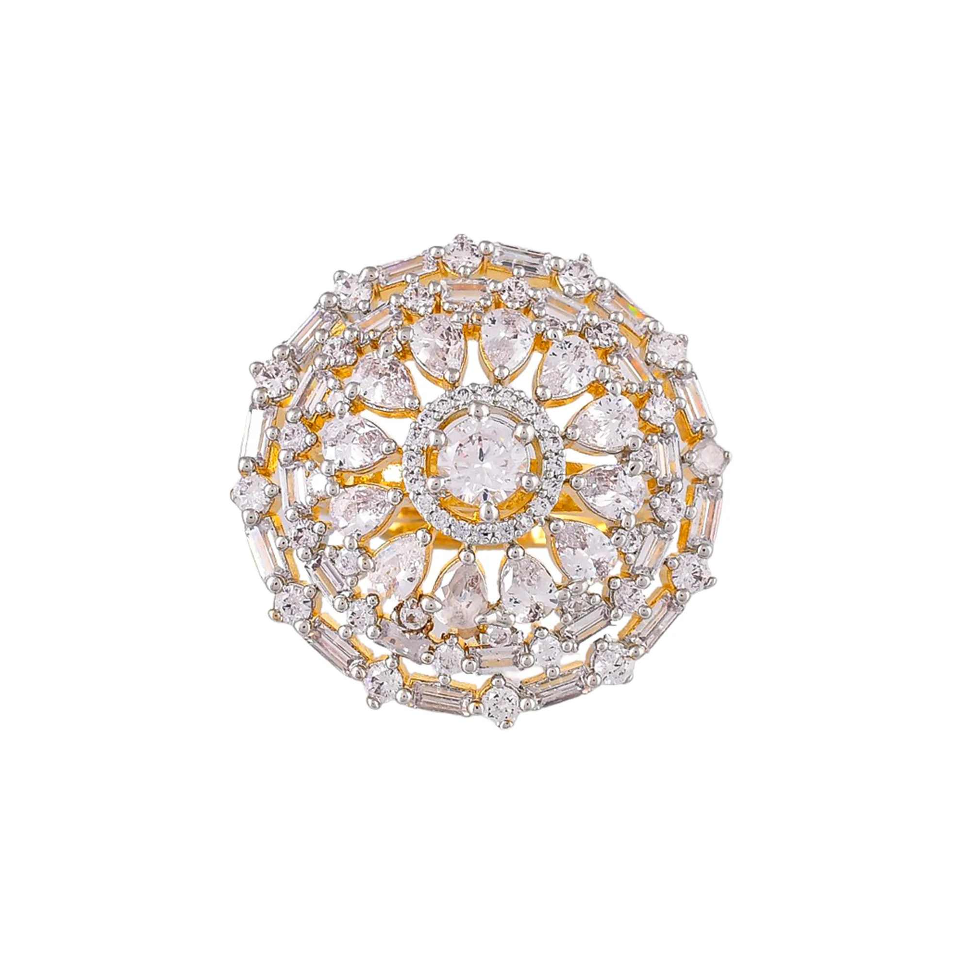Sparkling Elegance Cluster Setting Cz Cocktail Ring - Image 4