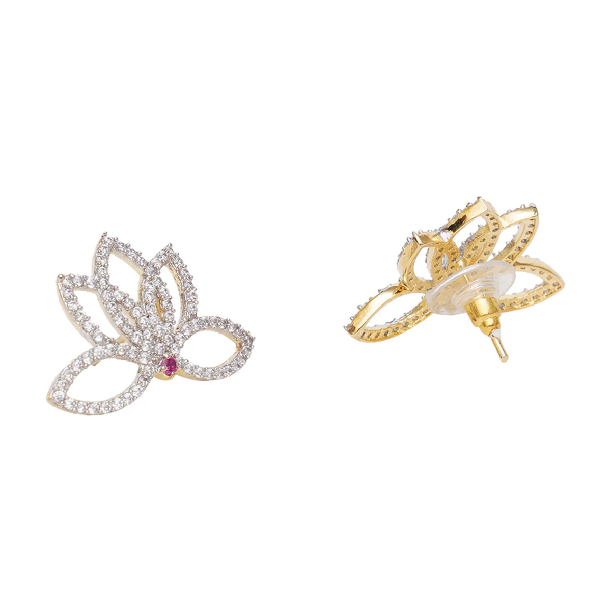 Sparkling Elegance Cluster Setting CZ Floral Earrings - Image 4