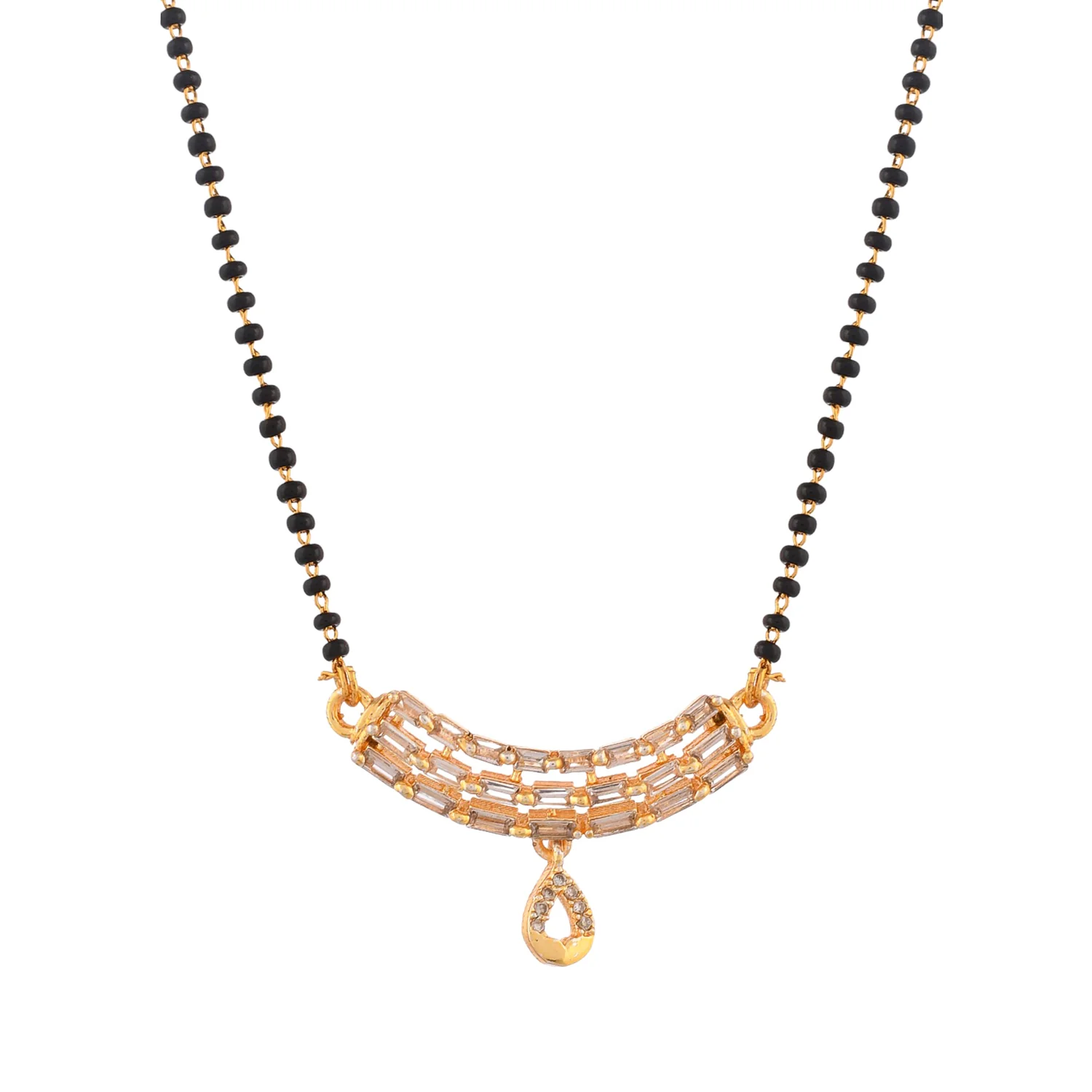 Sparkling Elegance Cluster Setting Cz Mangalsutra - Image 3