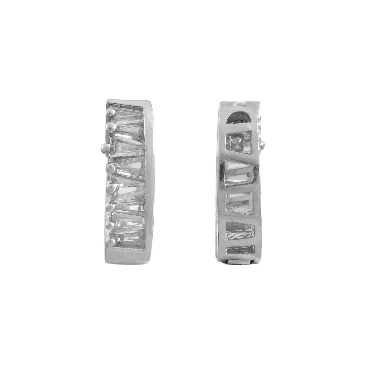 Sparkling Elegance Cluster Setting White Cz Half-Hoop Earrings - Image 5