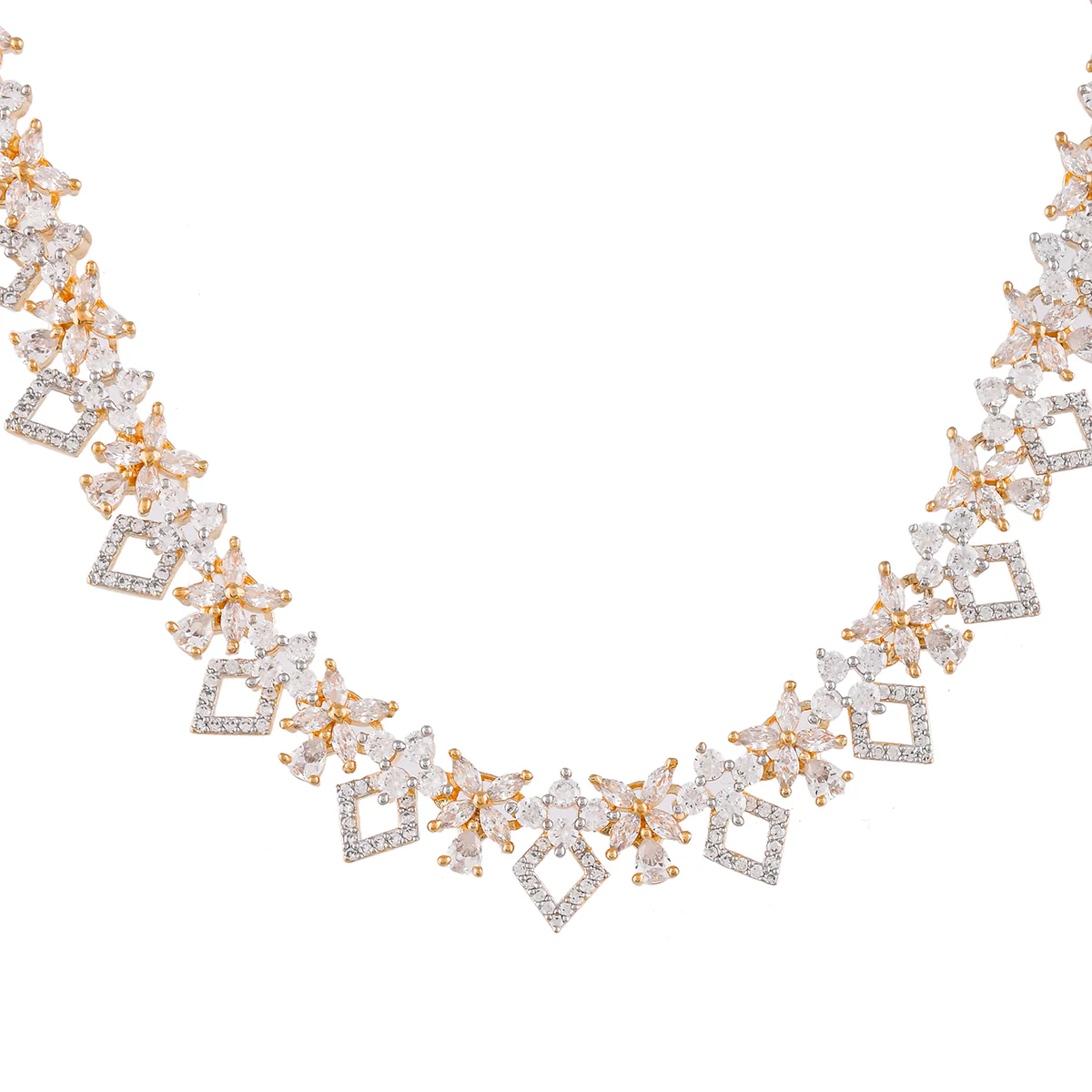 Sparkling Elegance Cluster Setting White CZ Jewellery Set - Image 5