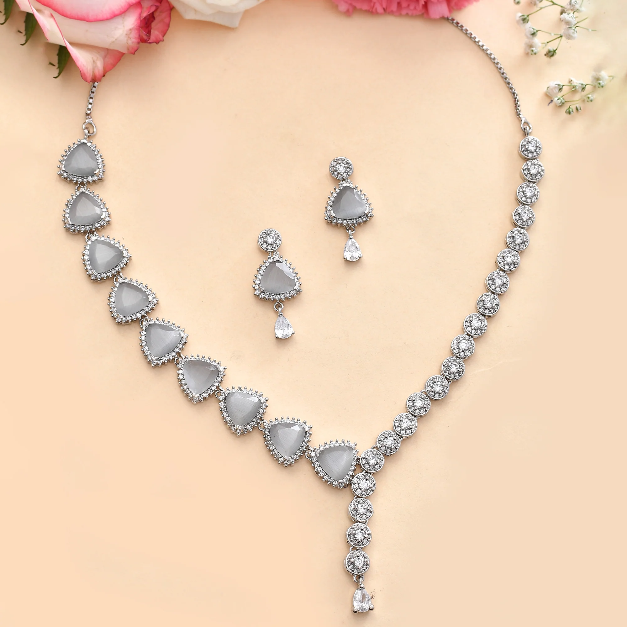 Sparkling Elegance Contemporary Design Coloured Cz Jewellery Set